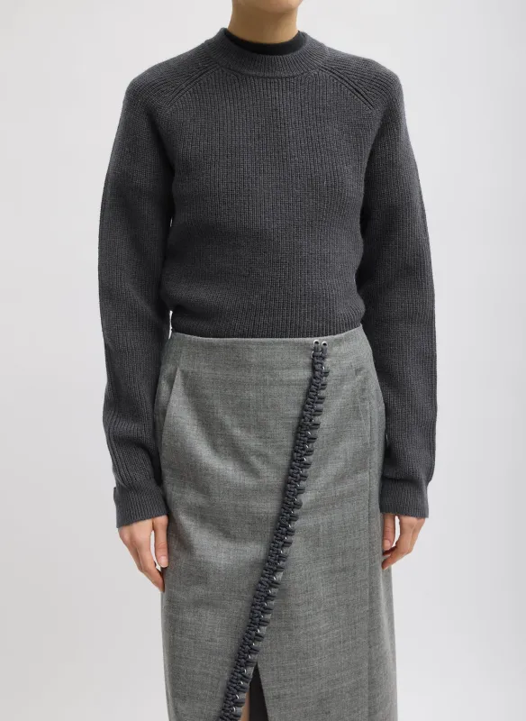 Cardigan Stitch Wool Shrunken Crewneck Pullover sold by Tibi