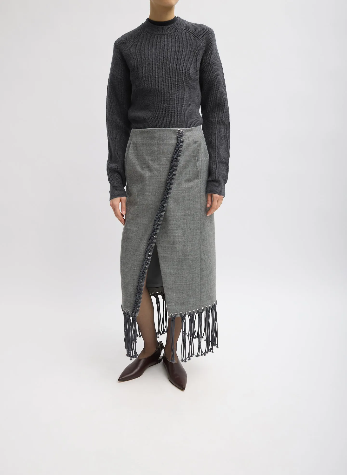 Techy Bonded Wool Crochet Trim Skirt sold by Tibi