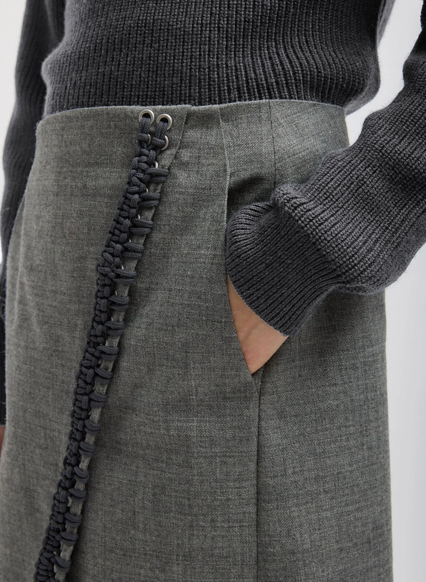 Techy Bonded Wool Crochet Trim Skirt sold by Tibi product image thumbnail 4