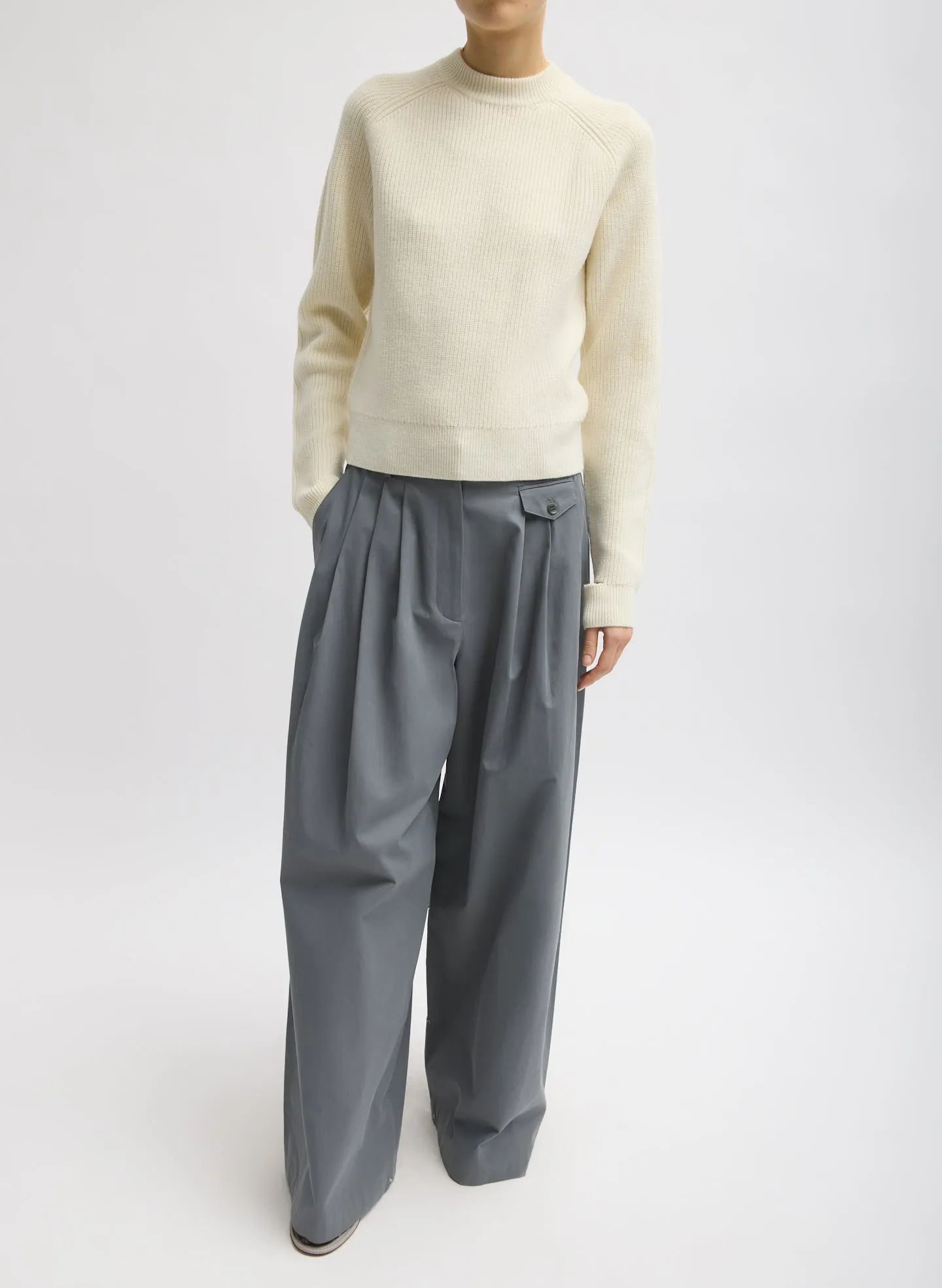 Cardigan Stitch Wool Shrunken Crewneck Pullover sold by Tibi product image thumbnail 2