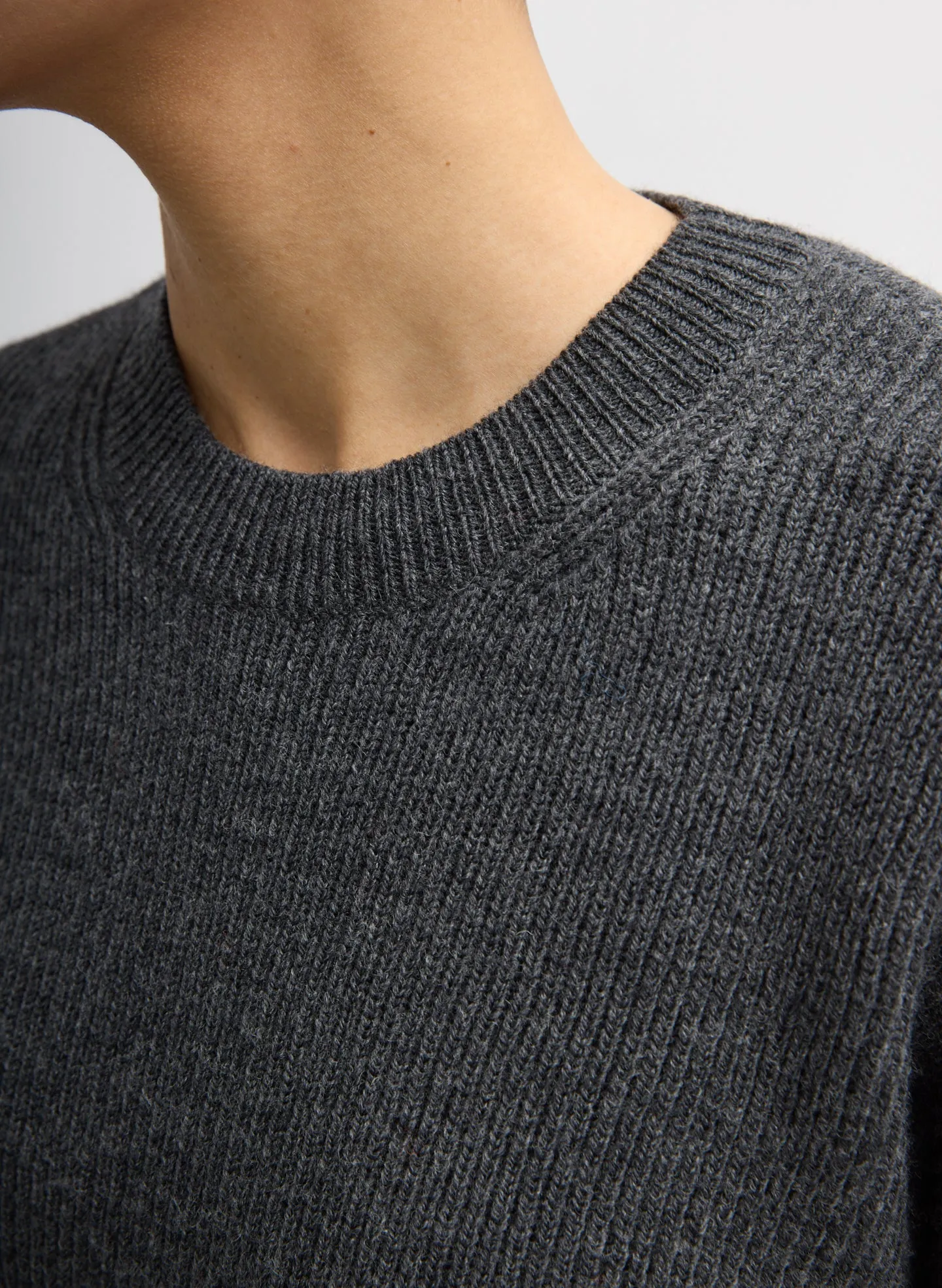Cardigan Stitch Split Front Crewneck Easy Pullover sold by Tibi product image thumbnail 5