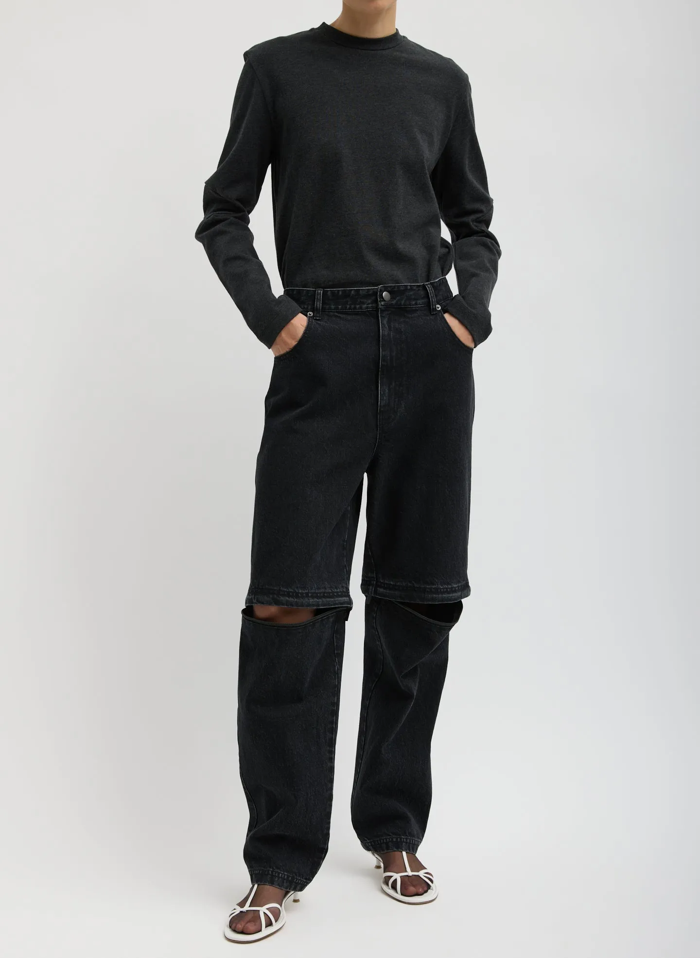 Black Denim Lars Convertible Zip Jean sold by Tibi product image thumbnail 3
