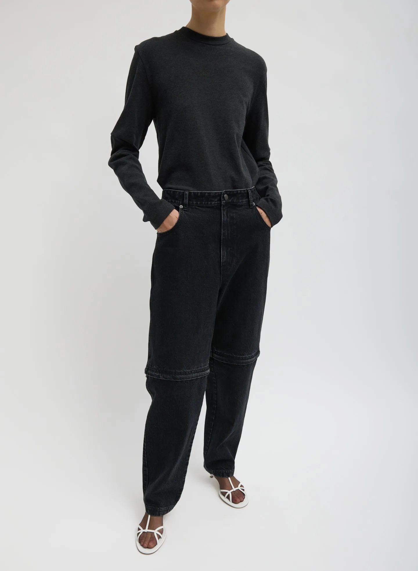 Black Denim Lars Convertible Zip Jean sold by Tibi product image thumbnail 4