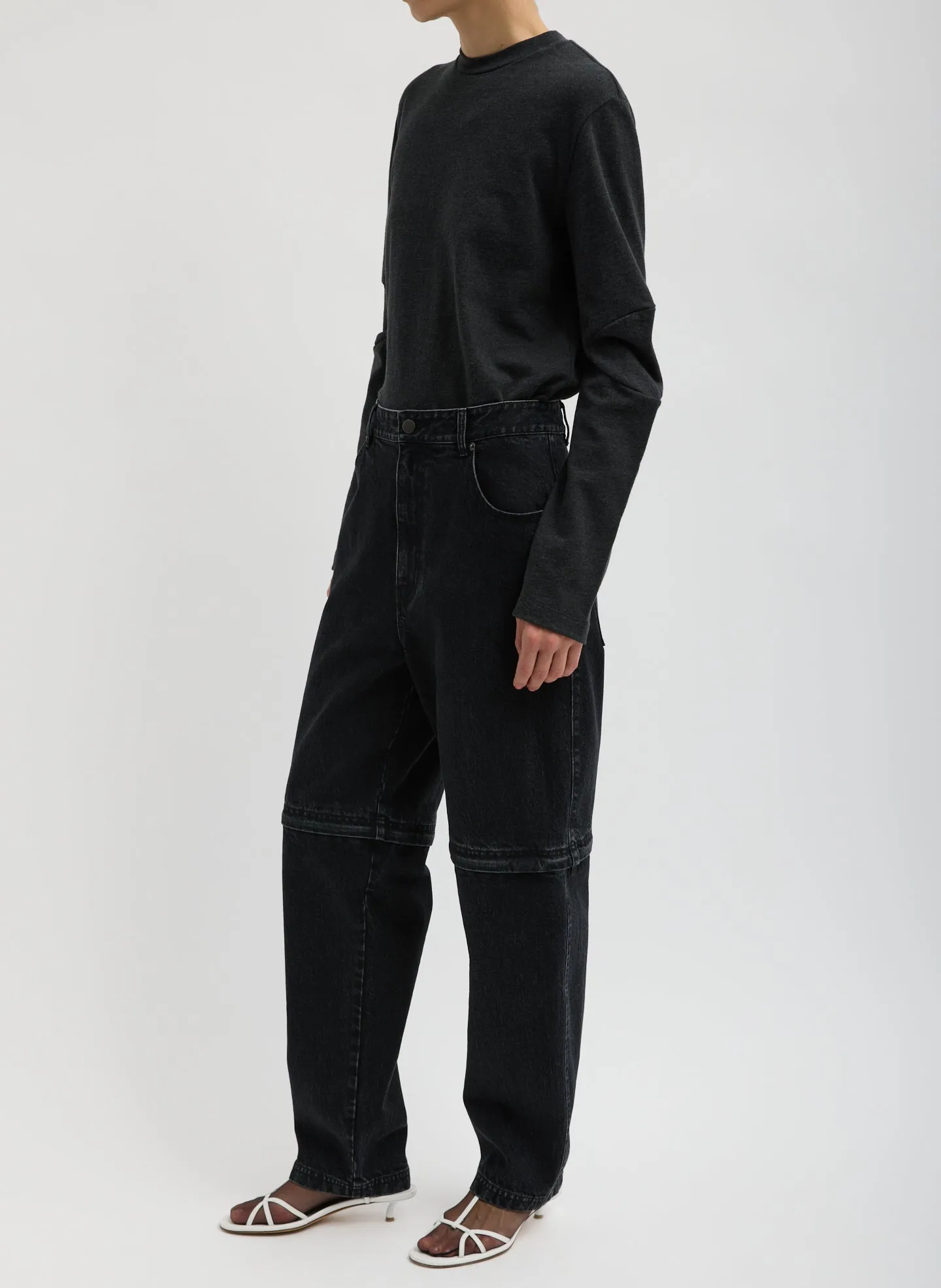 Black Denim Lars Convertible Zip Jean sold by Tibi product image thumbnail 5