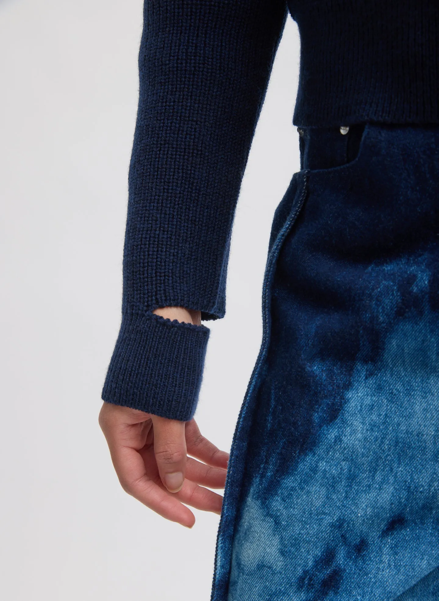 Cardigan Stitch Wool Shrunken Crewneck Pullover sold by Tibi product image thumbnail 3