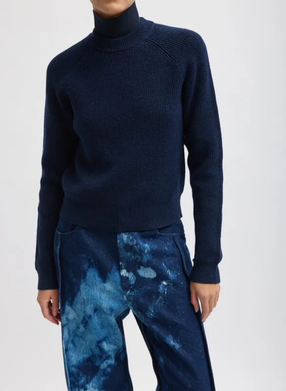 Cardigan Stitch Wool Shrunken Crewneck Pullover sold by Tibi