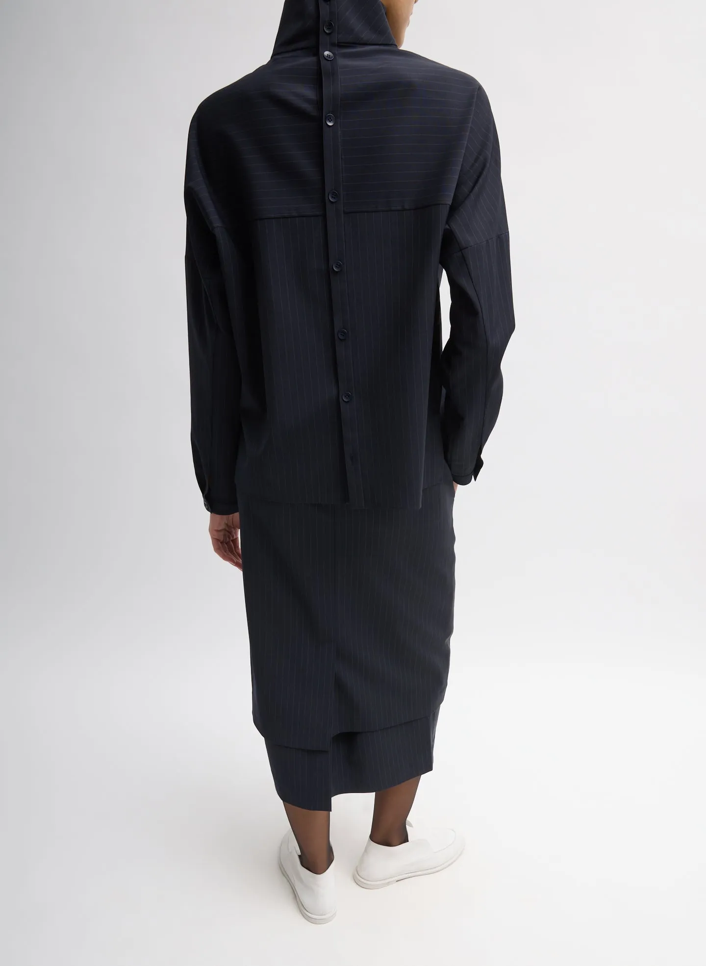 Mier Pinstripe Funnel Neck Dolman Sleeve Top sold by Tibi product image thumbnail 5