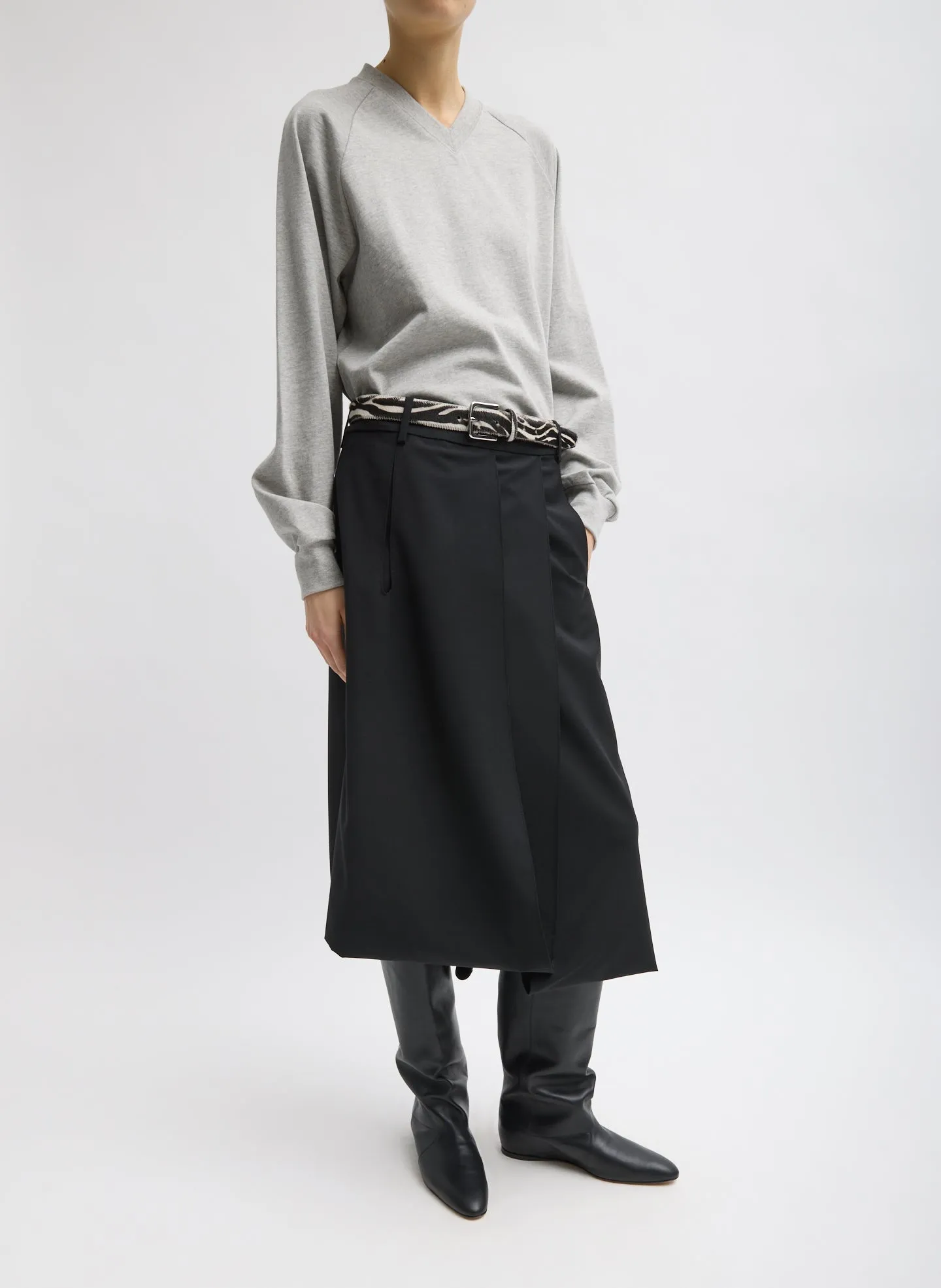 Recycled Tropical Wool Pliée Skirt sold by Tibi