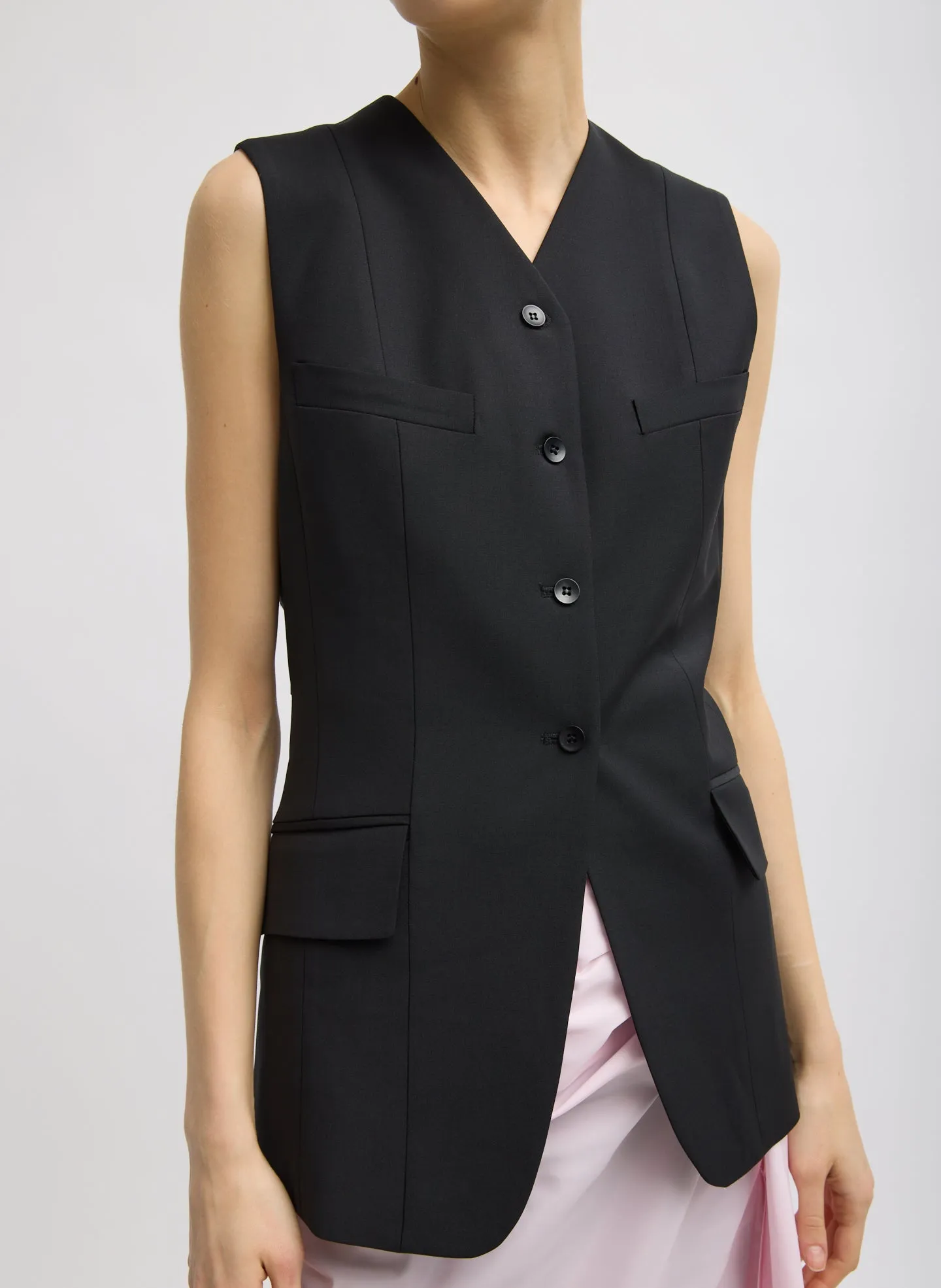 Recycled Tropical Wool Vest With Blousant Back sold by Tibi