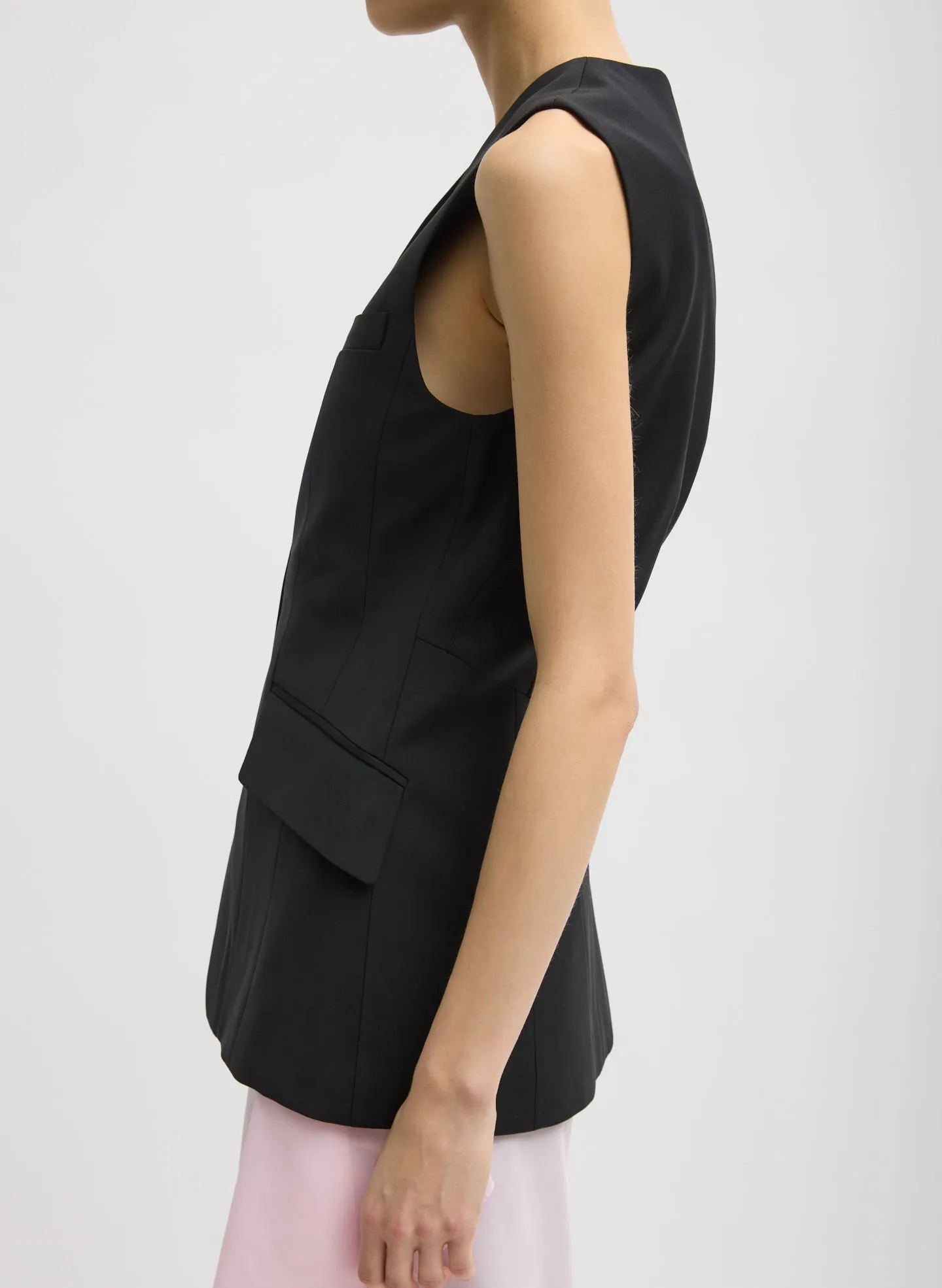 Recycled Tropical Wool Vest With Blousant Back sold by Tibi product image thumbnail 2