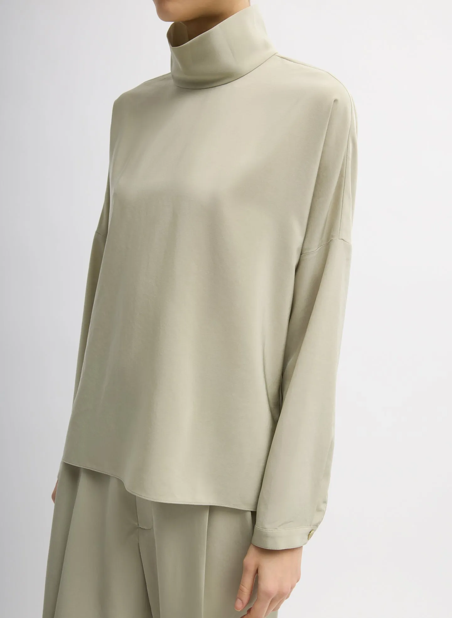 Relaxed Suiting Funnel Neck Dolman Sleeve Top sold by Tibi