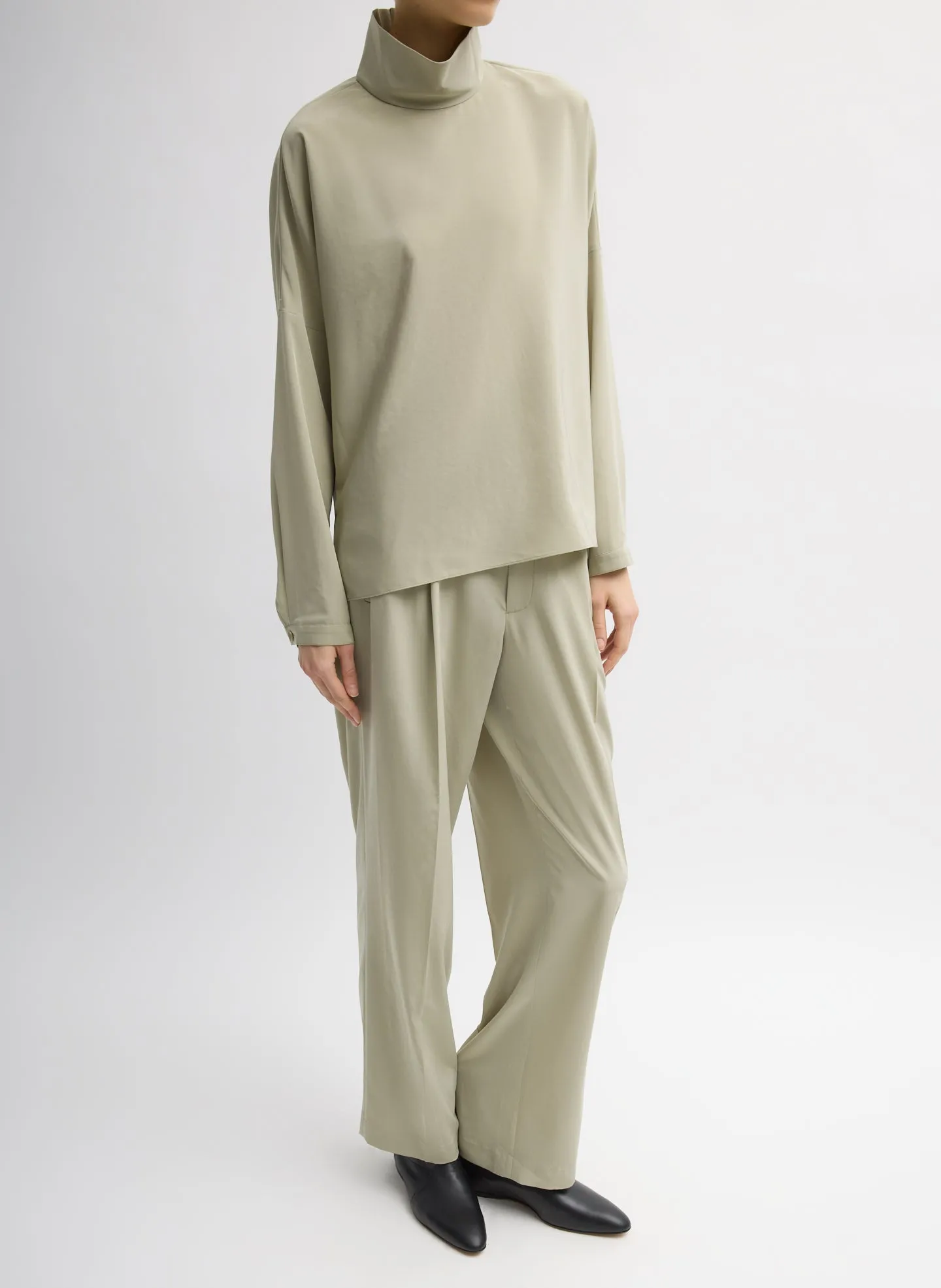 Relaxed Suiting Funnel Neck Dolman Sleeve Top sold by Tibi product image thumbnail 4