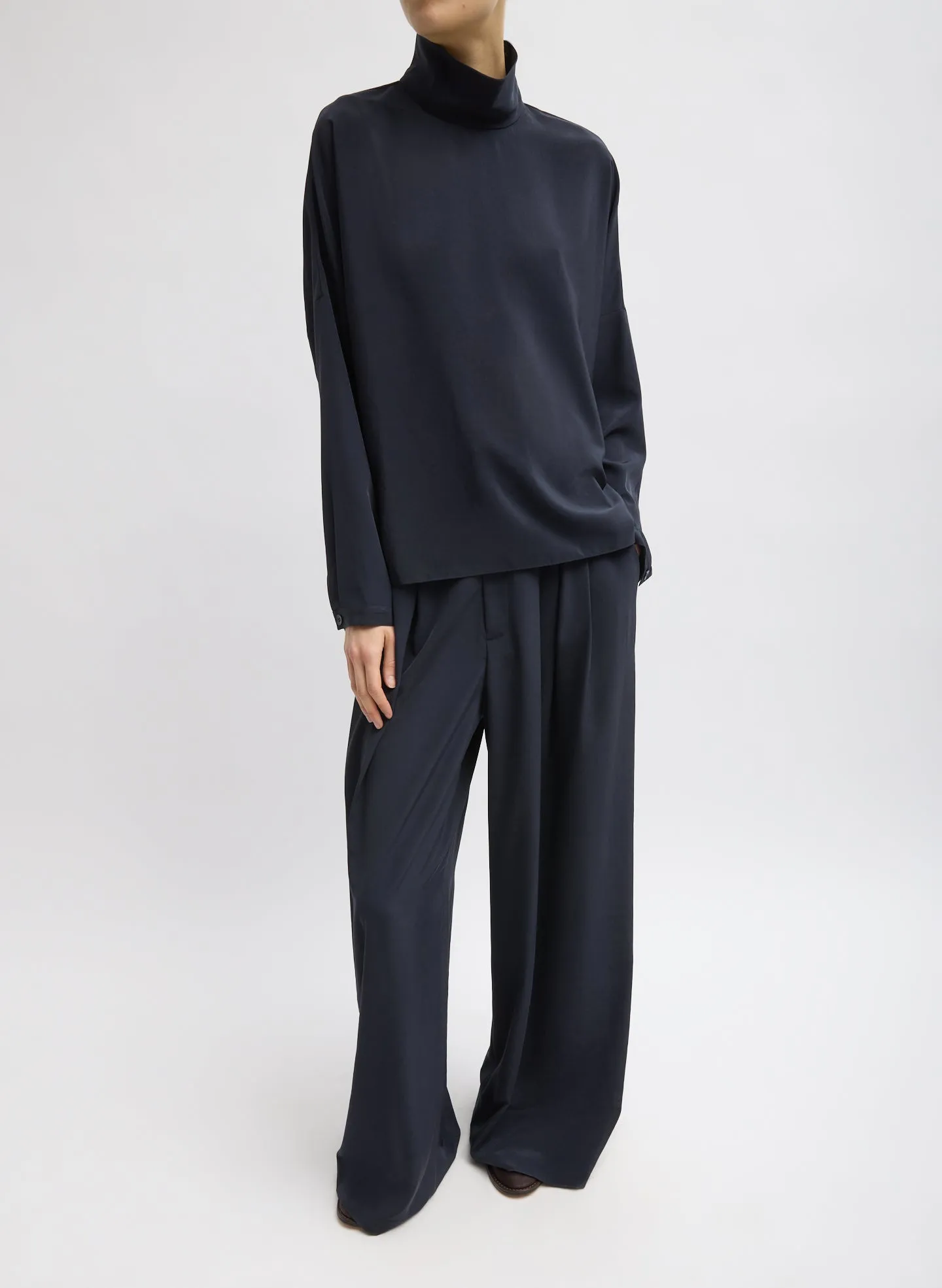 Relaxed Suiting Funnel Neck Dolman Sleeve Top sold by Tibi product image thumbnail 5