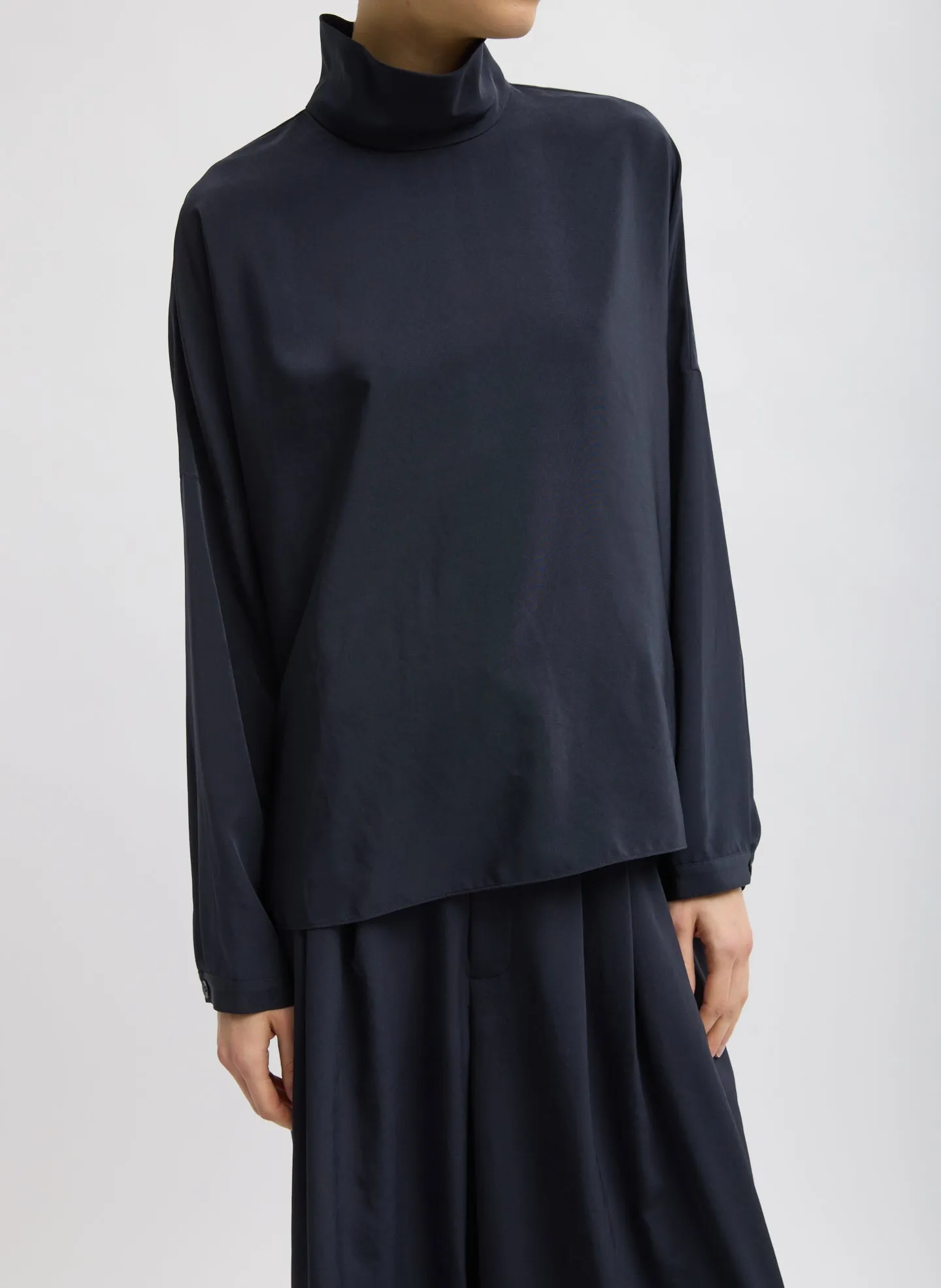 Relaxed Suiting Funnel Neck Dolman Sleeve Top sold by Tibi