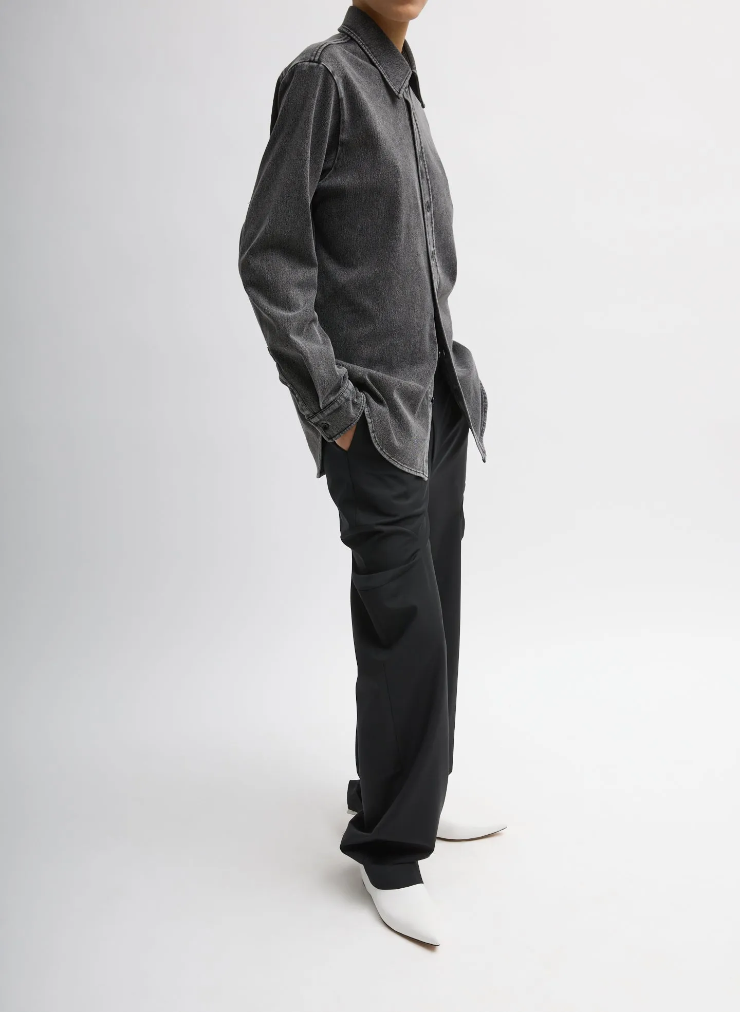 Stretch Denim Easy Shirt sold by Tibi product image thumbnail 5