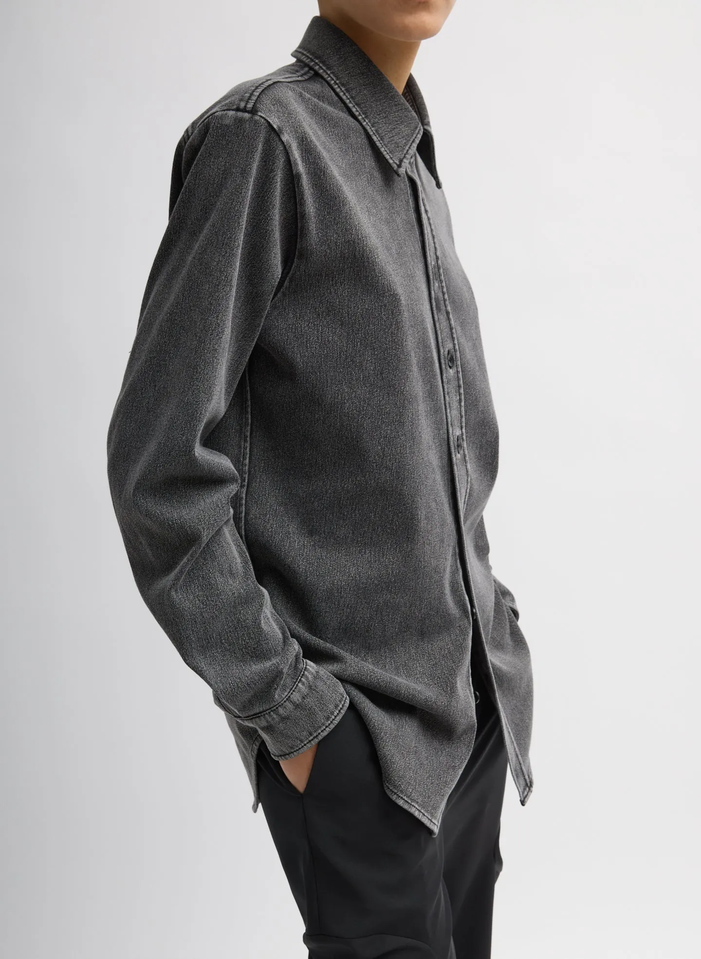 Stretch Denim Easy Shirt sold by Tibi product image thumbnail 3