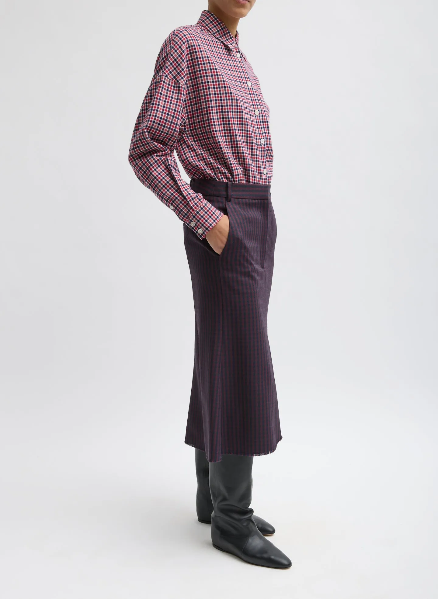 Jules Wool Gingham Sculpted Silke Skirt sold by Tibi product image thumbnail 3