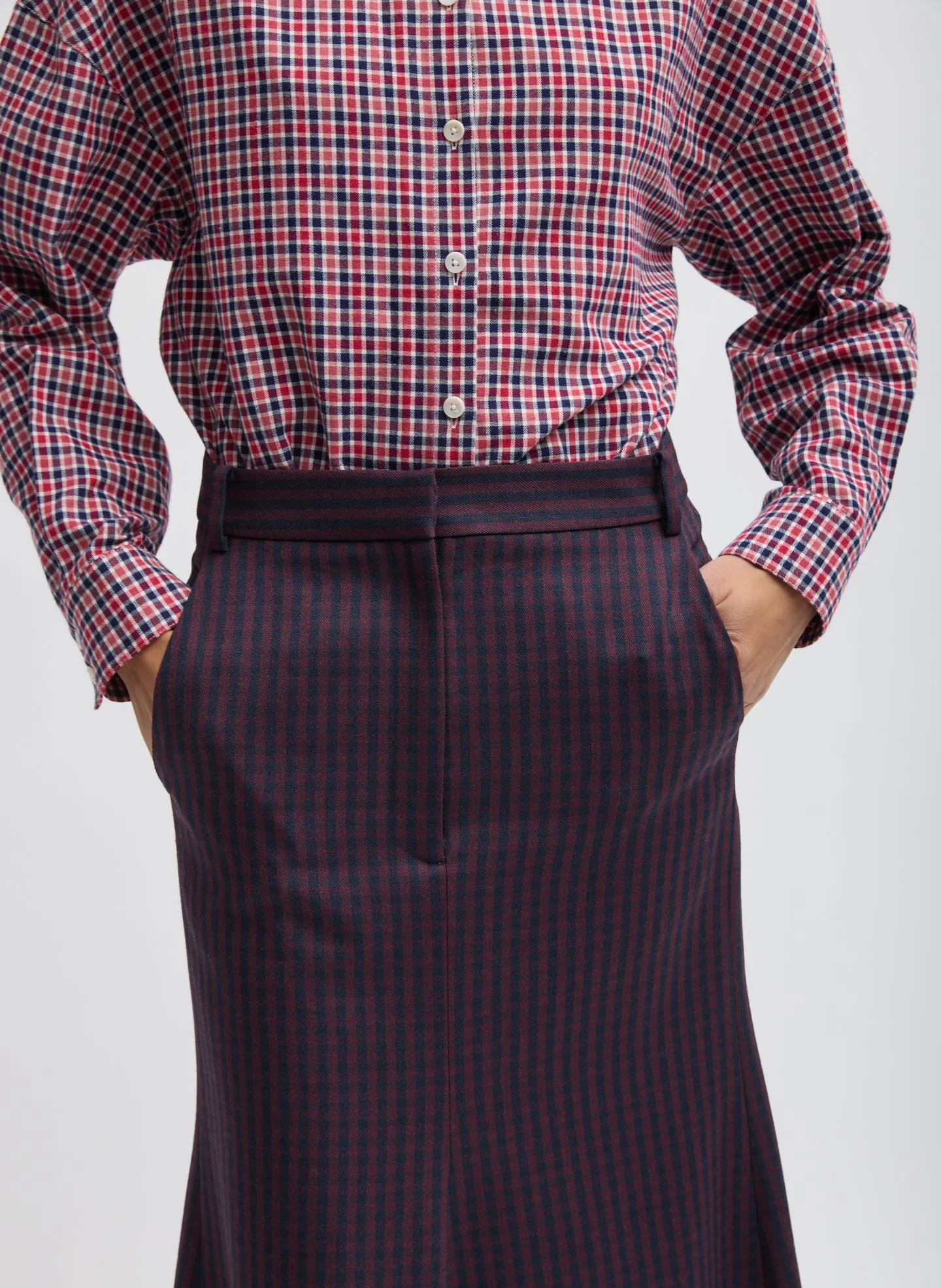 Jules Wool Gingham Sculpted Silke Skirt sold by Tibi product image thumbnail 5