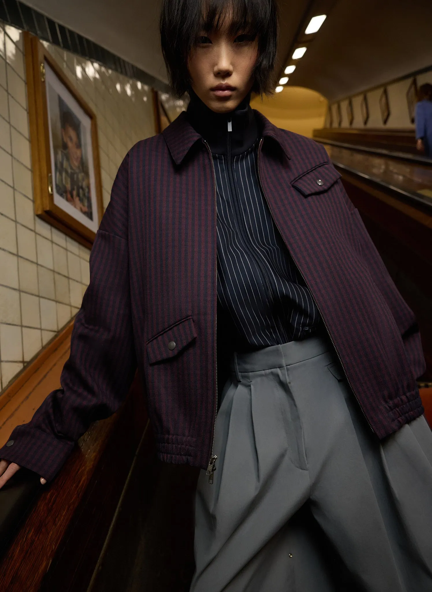 Jules Wool Gingham Bomber Jacket sold by Tibi product image thumbnail 2