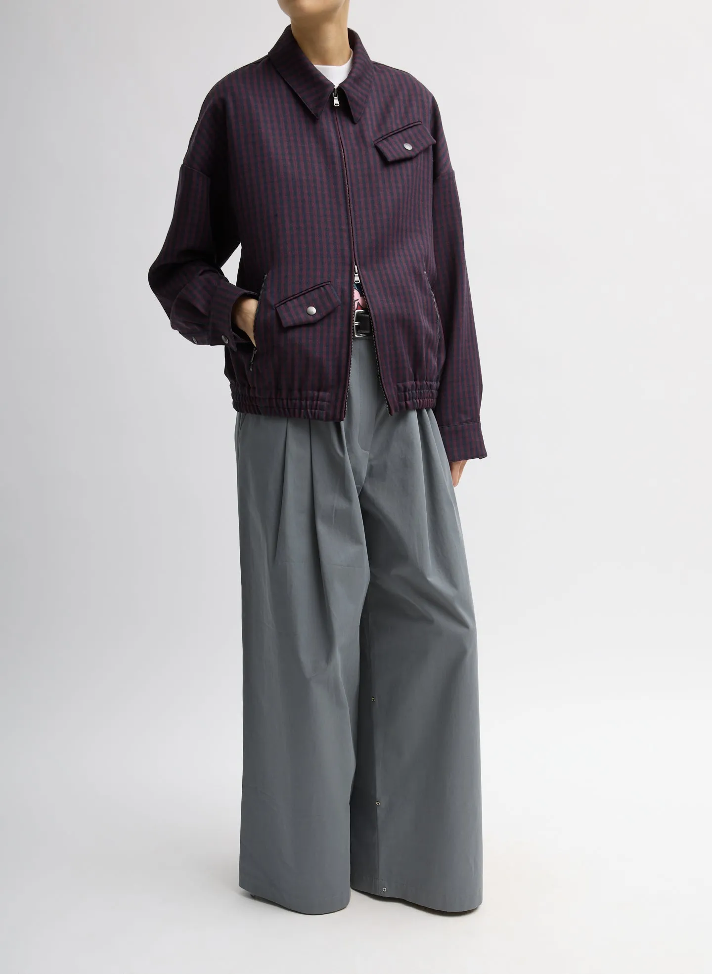 Jules Wool Gingham Bomber Jacket sold by Tibi product image thumbnail 4