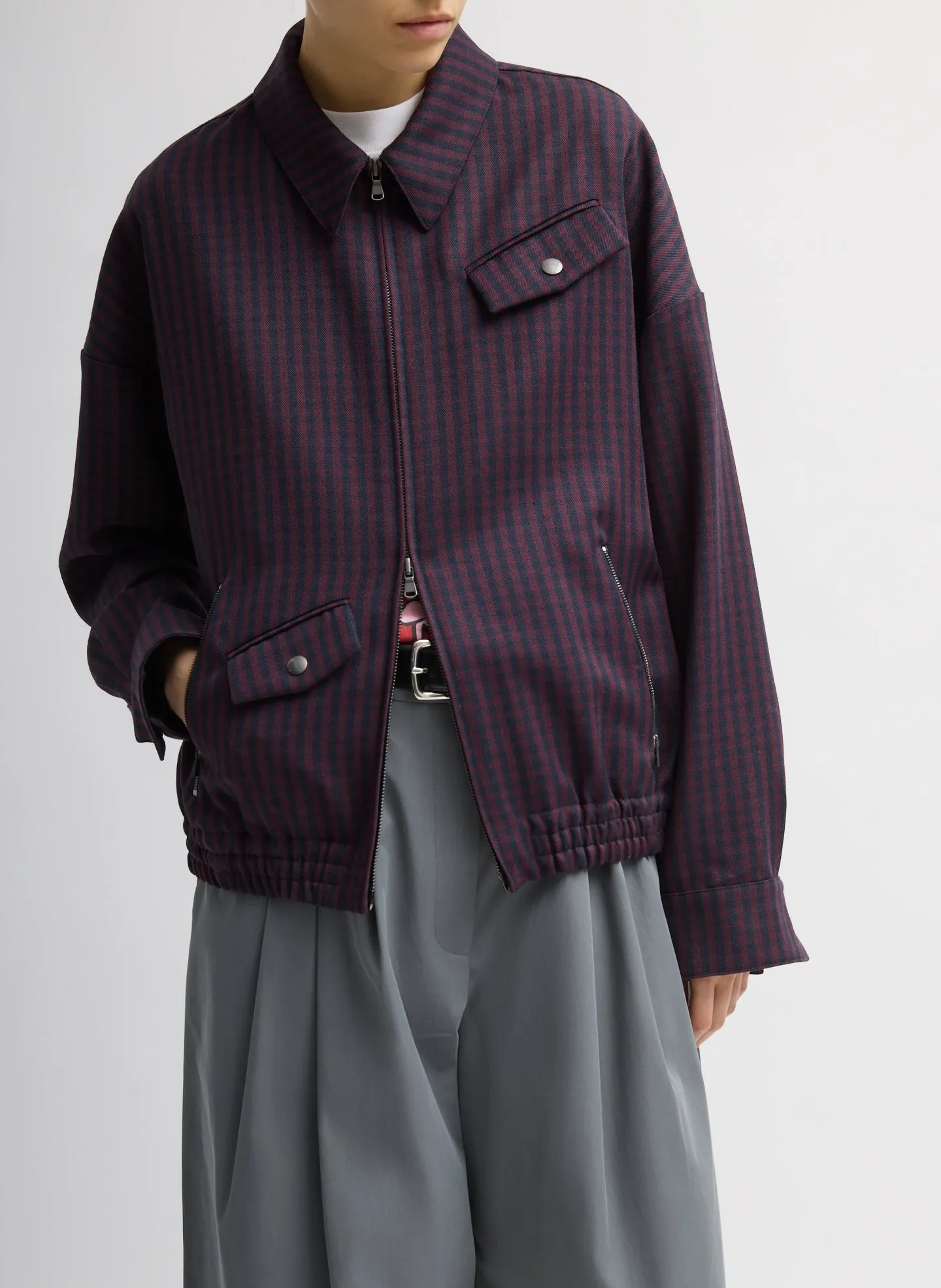 Jules Wool Gingham Bomber Jacket sold by Tibi
