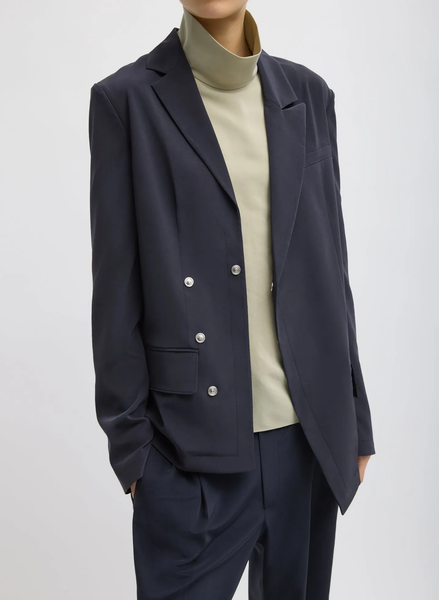 Relaxed Suiting Asymmetrical Wrap Blazer sold by Tibi product image thumbnail 2