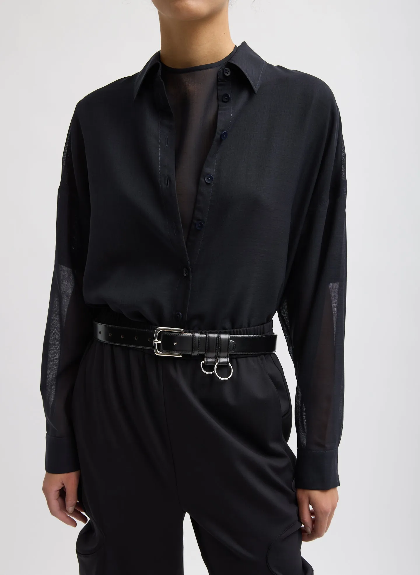 Sheer Wool Gauze Oversized Shirt sold by Tibi product image thumbnail 3
