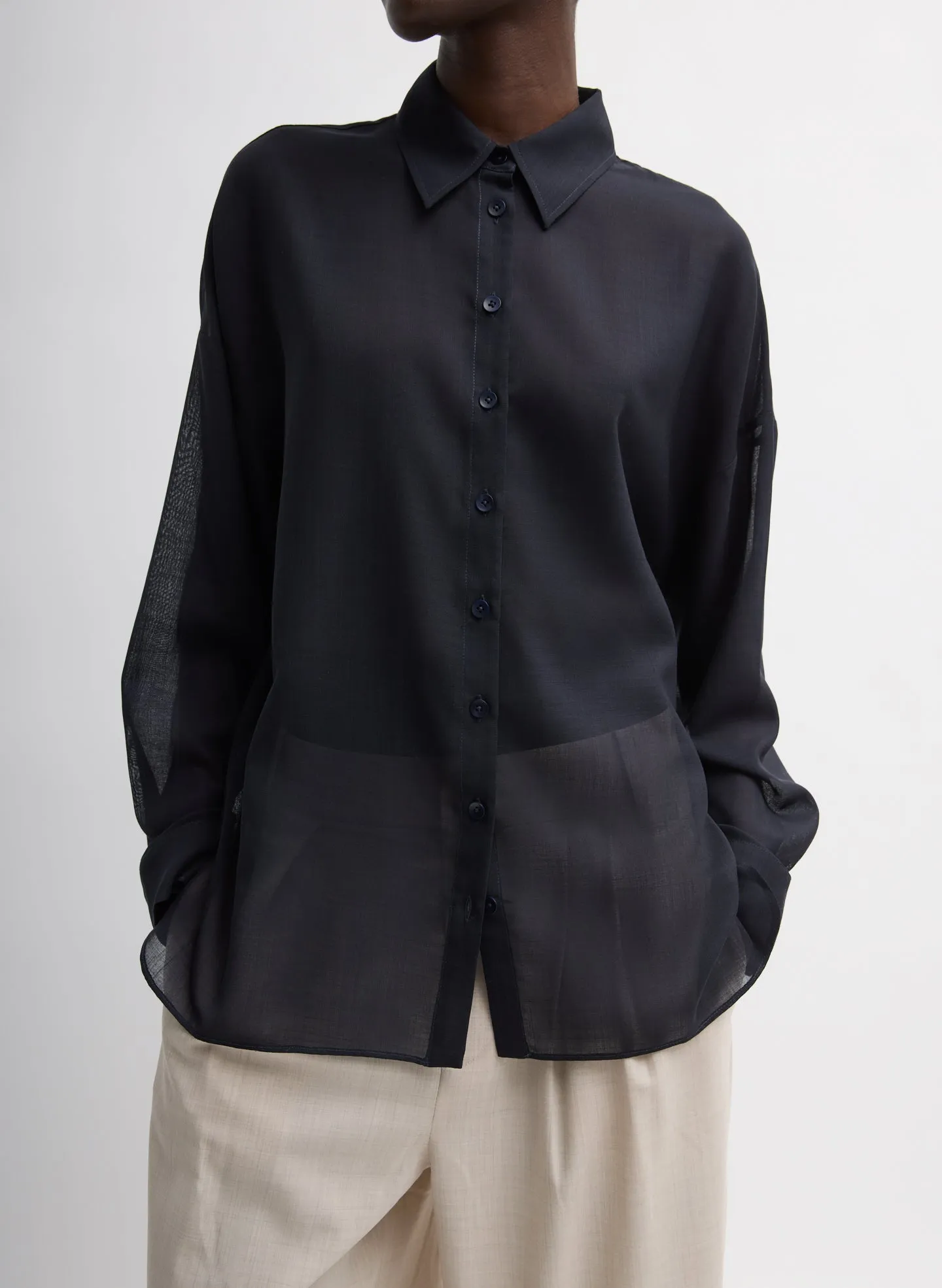 Sheer Wool Gauze Oversized Shirt sold by Tibi