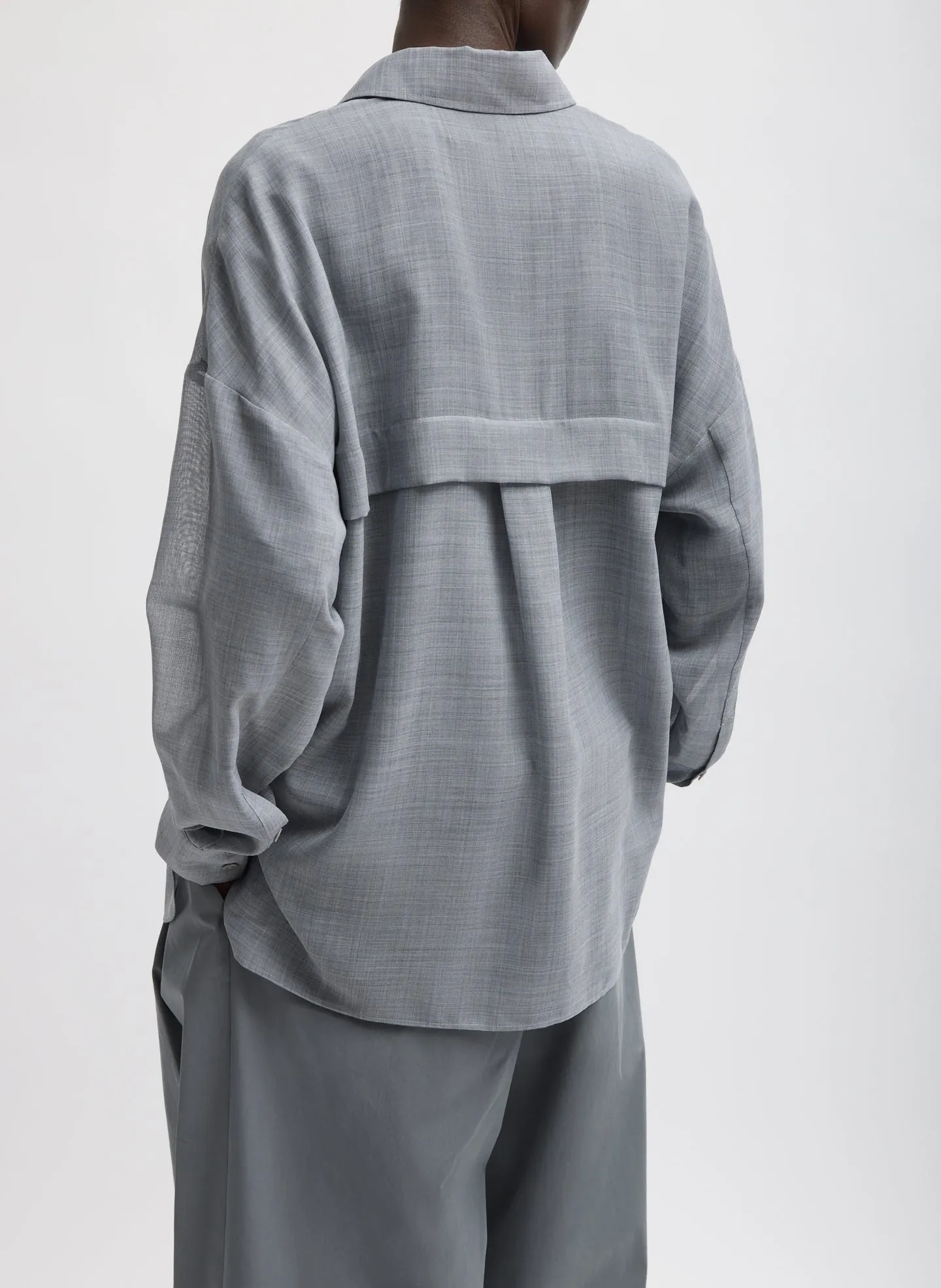 Sheer Wool Gauze Oversized Shirt sold by Tibi product image thumbnail 4