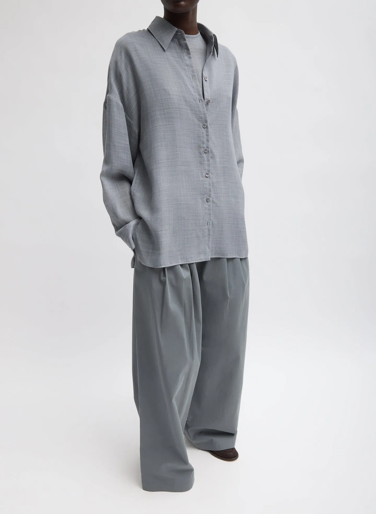 Sheer Wool Gauze Oversized Shirt sold by Tibi