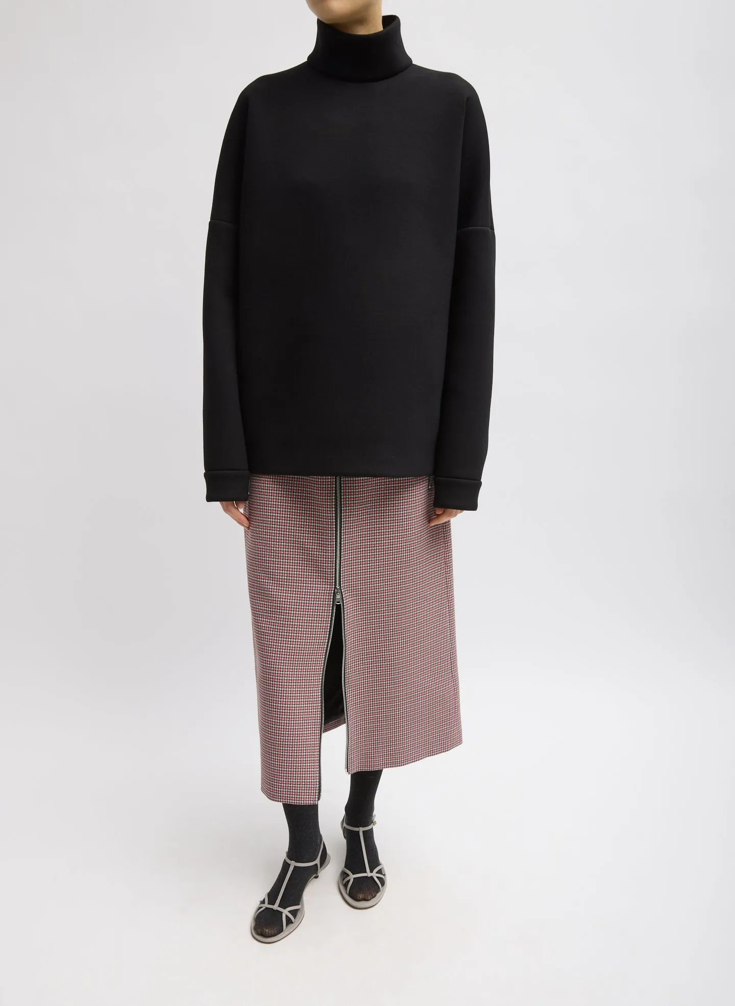 Leon Check Midi Trouser Zip Skirt sold by Tibi product image thumbnail 2
