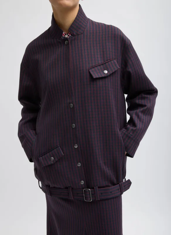Jules Wool Gingham Long Belted Bomber made by Tibi