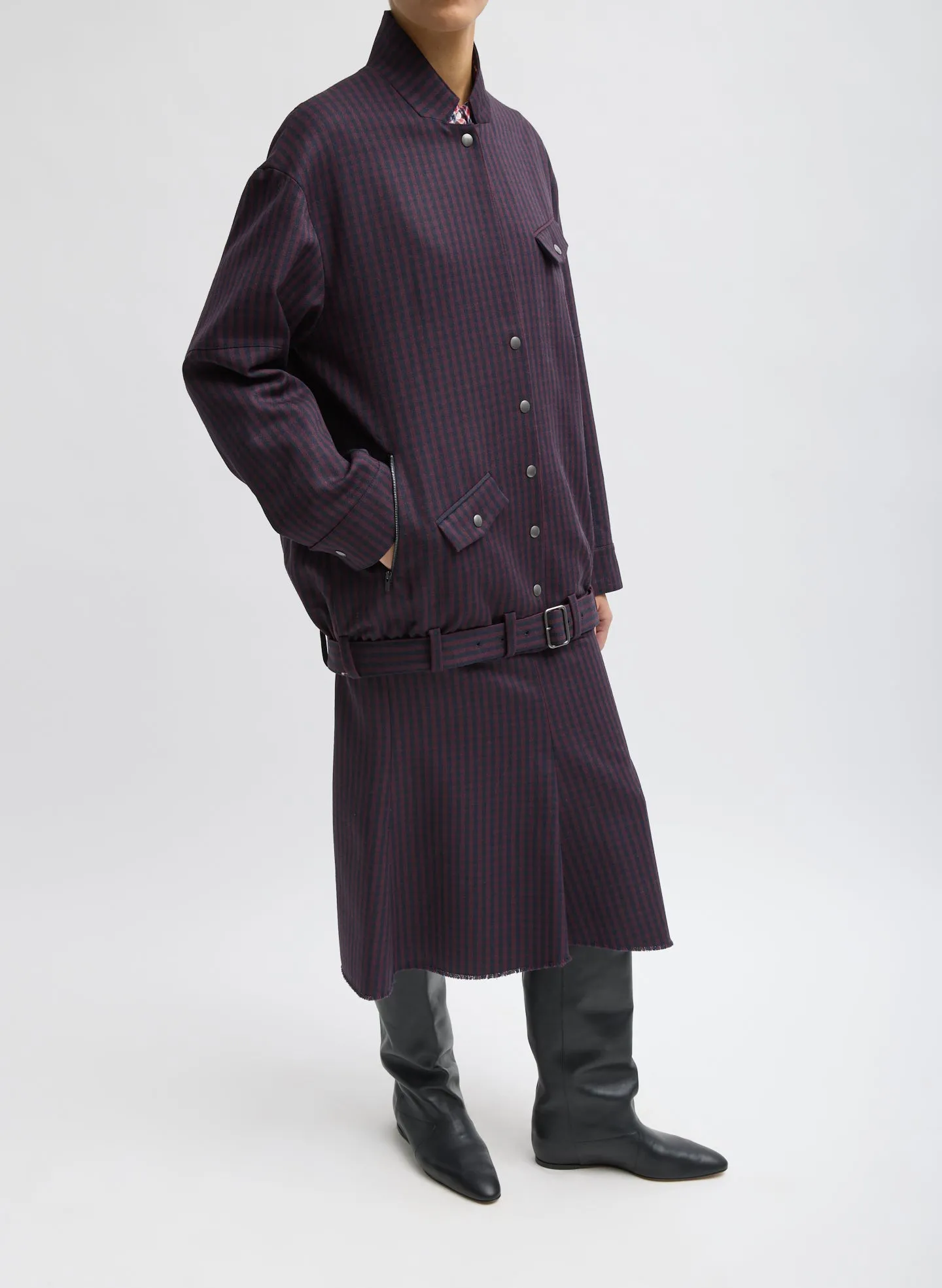 Jules Wool Gingham Long Belted Bomber sold by Tibi product image thumbnail 4