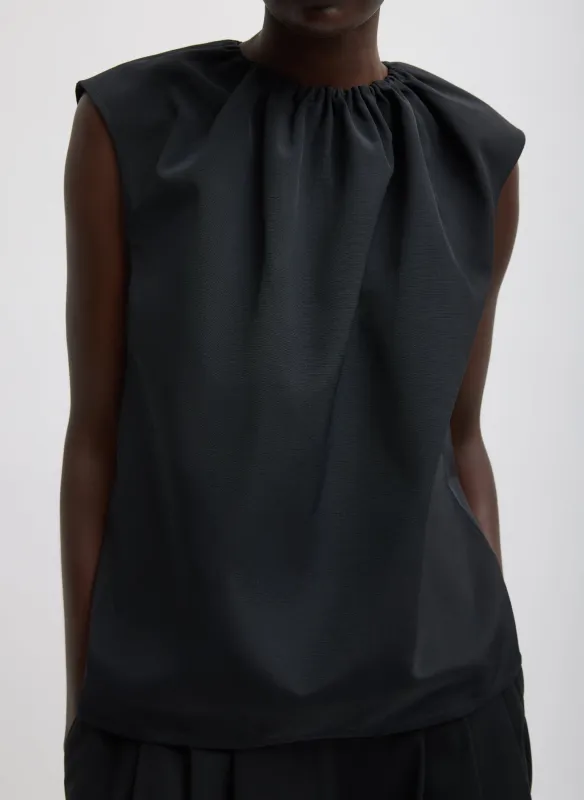 Lotte Nylon Shirred Neck Top sold by Tibi