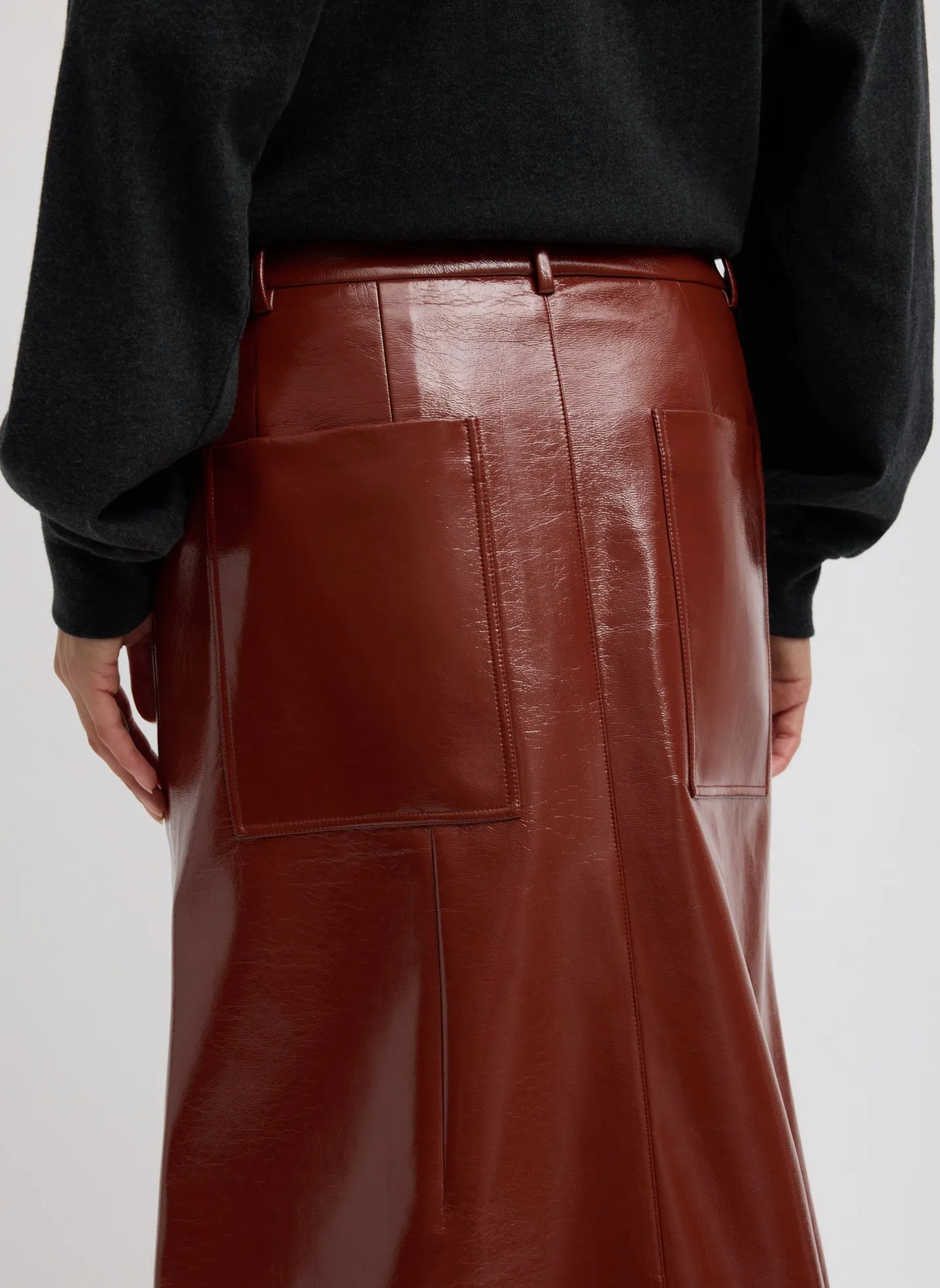 Faux Patent Leather Sculpted Silke Skirt sold by Tibi product image thumbnail 5