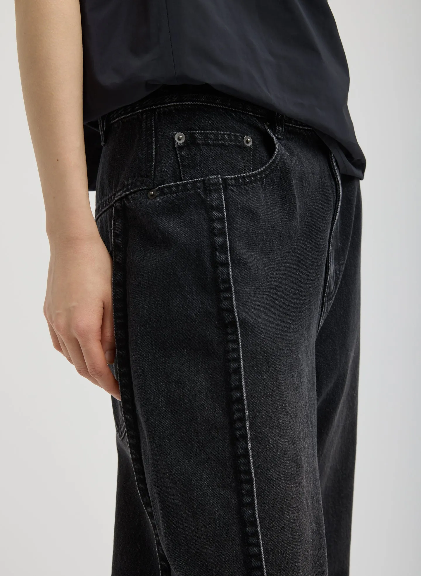 Vintage Black Denim Tuck Jean sold by Tibi product image thumbnail 4