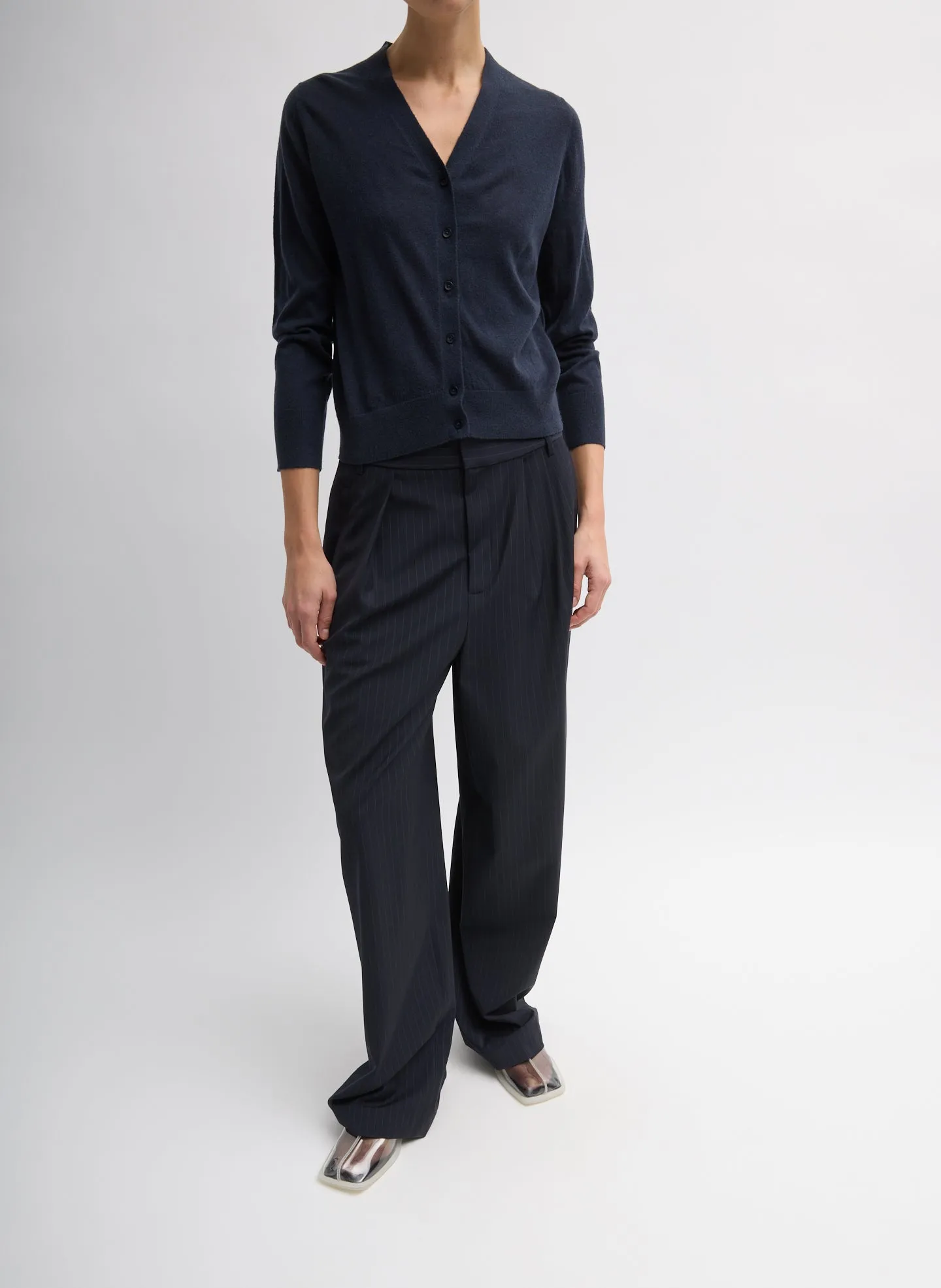Skinlike Mercerized Wool V-Neck Shrunken Cardigan sold by Tibi product image thumbnail 4