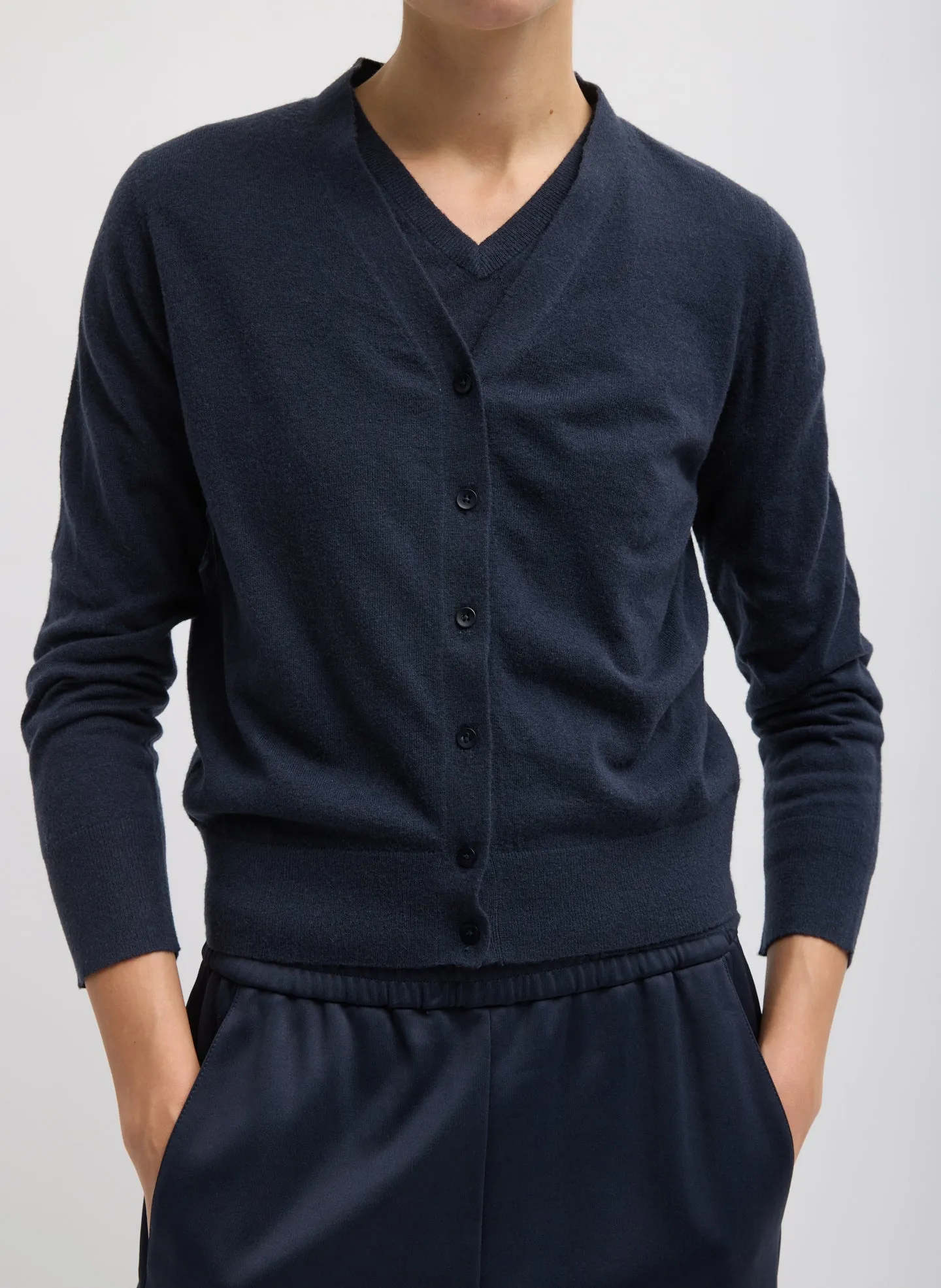 Skinlike Mercerized Wool V-Neck Shrunken Cardigan sold by Tibi product image thumbnail 3