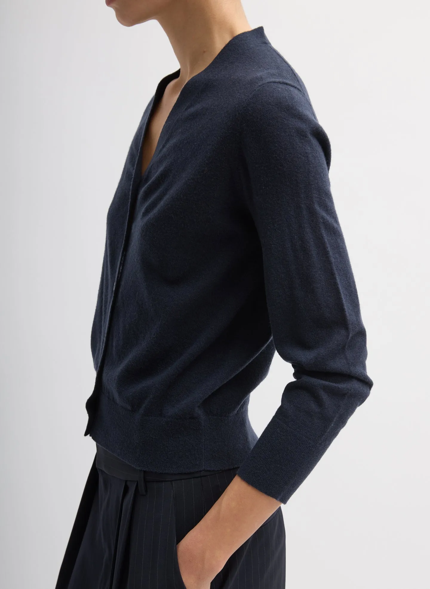 Skinlike Mercerized Wool V-Neck Shrunken Cardigan sold by Tibi product image thumbnail 2