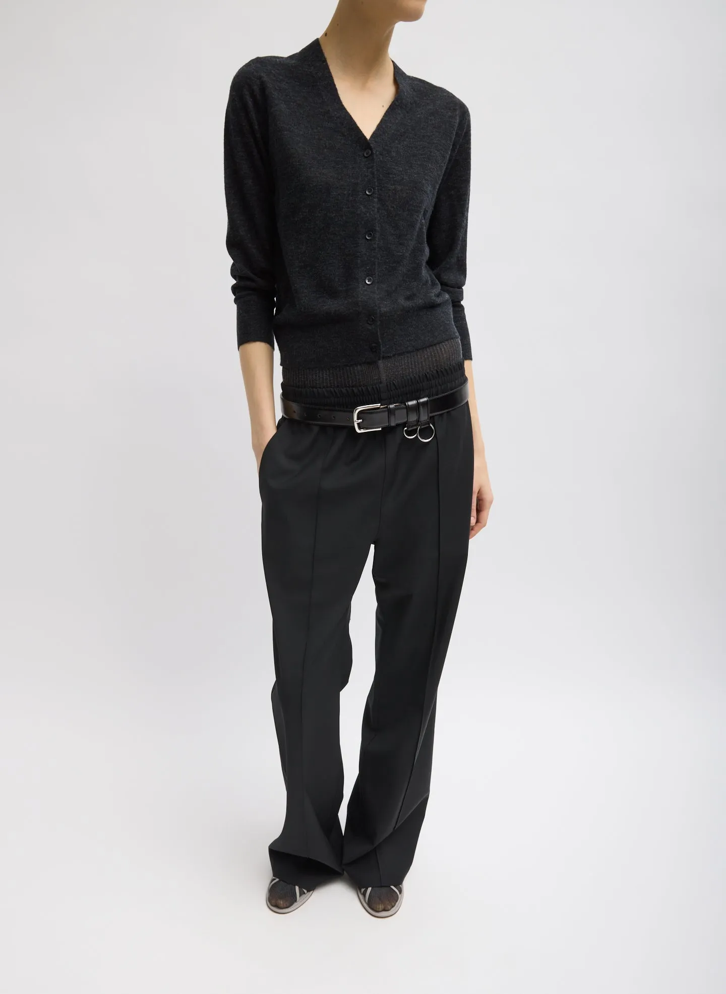 Skinlike Mercerized Wool V-Neck Shrunken Cardigan sold by Tibi product image thumbnail 4