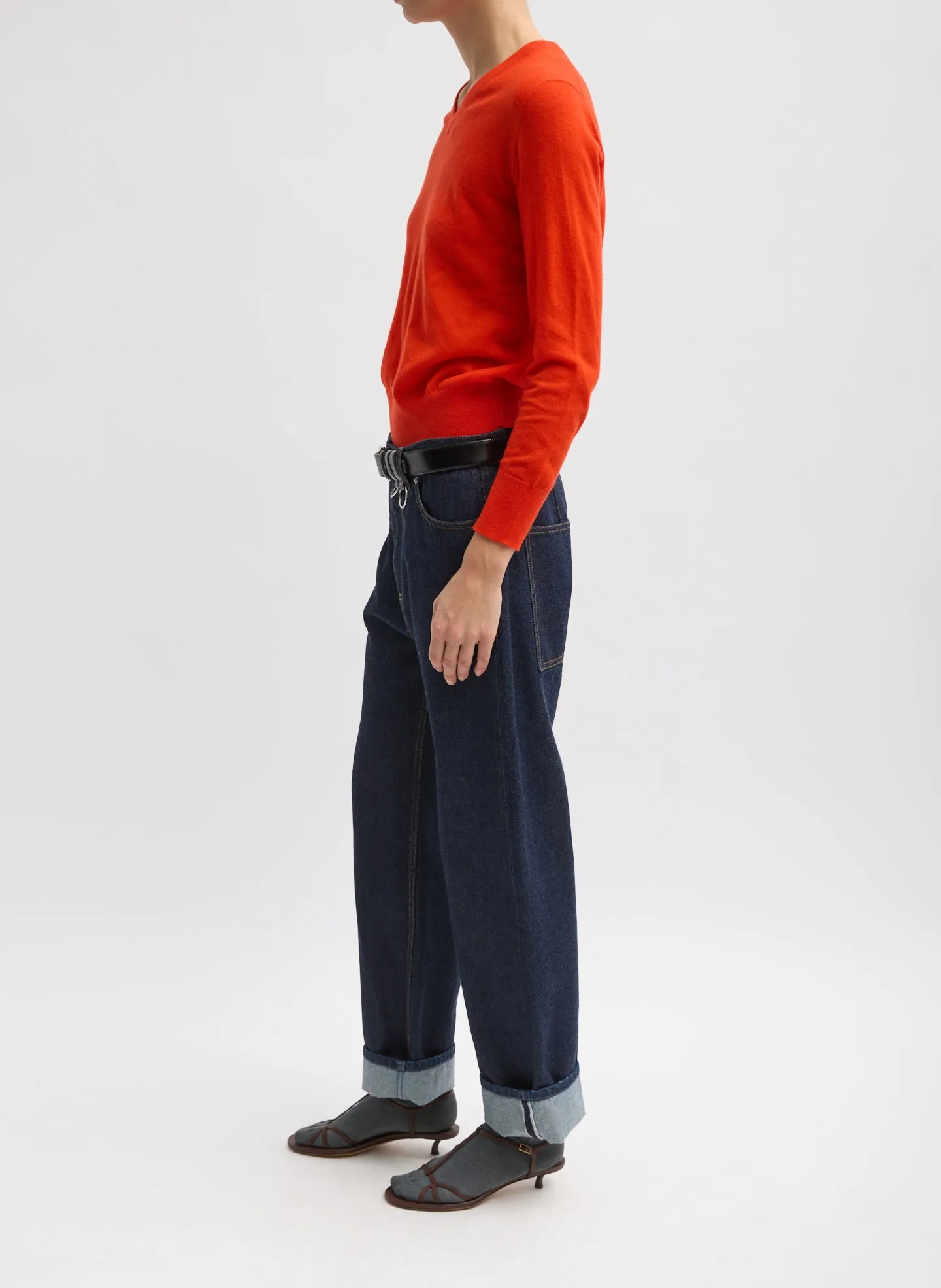 Skinlike Mercerized Wool Shrunken V-Neck Sweater sold by Tibi product image thumbnail 3