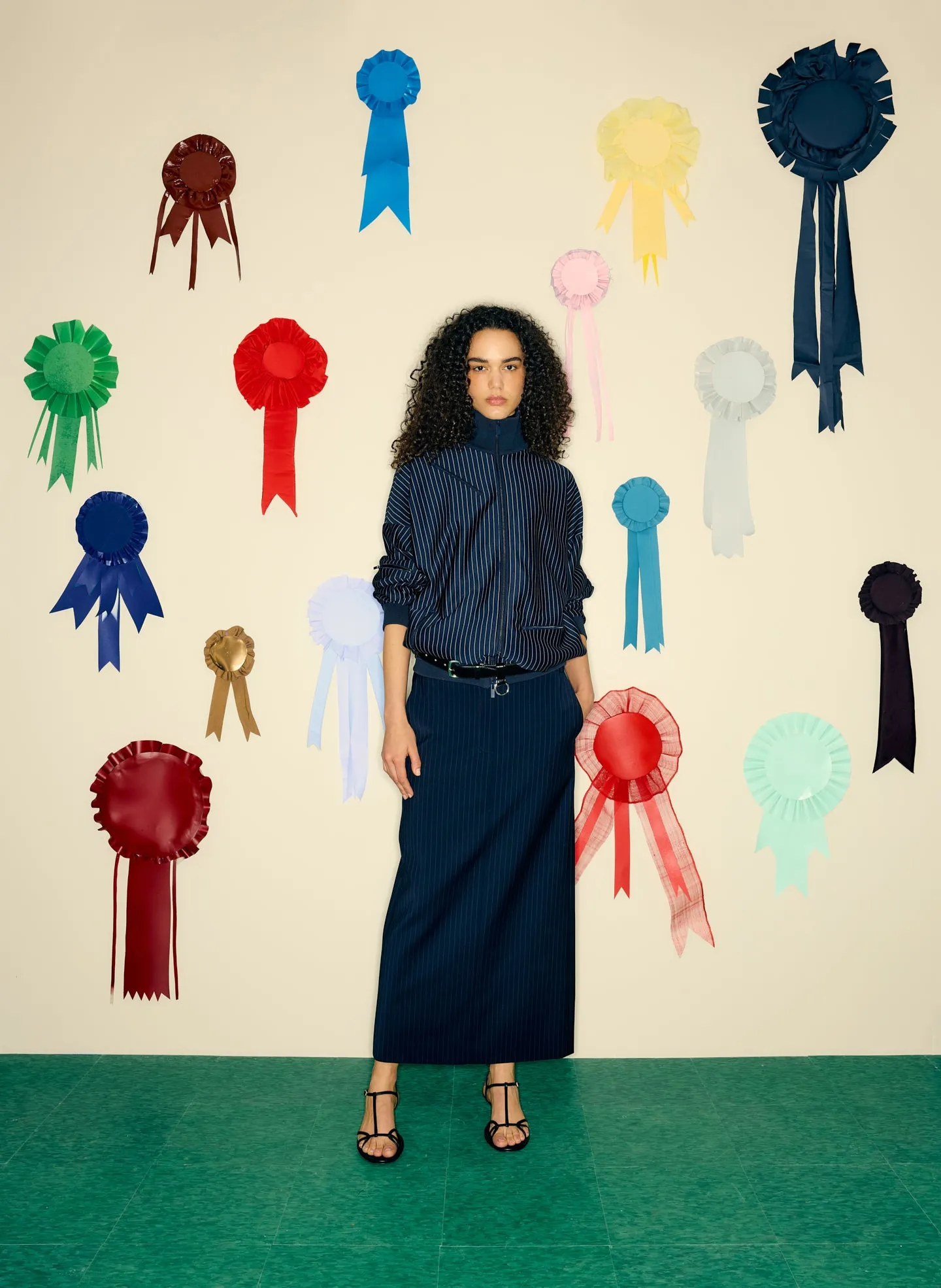 Pinstripe Active Knit Zipper Detailed Track Jacket sold by Tibi product image thumbnail 2