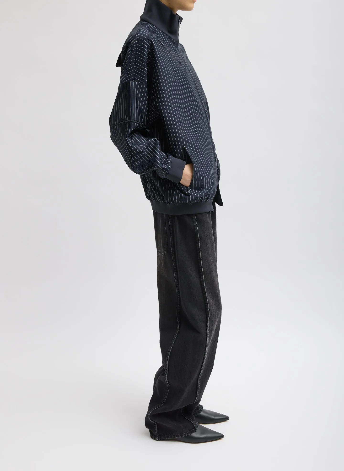 Pinstripe Active Knit Zipper Detailed Track Jacket sold by Tibi product image thumbnail 3