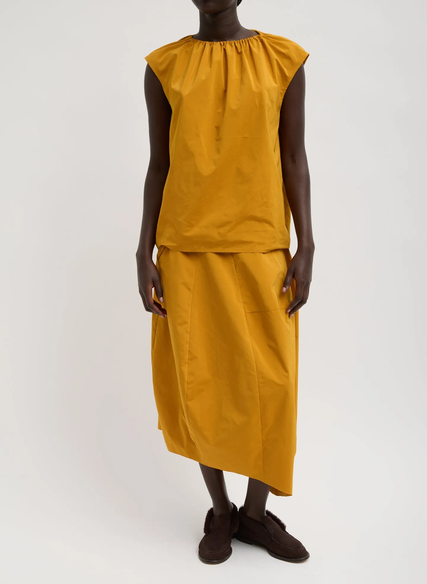Nylon Shirred Neck Top sold by Tibi