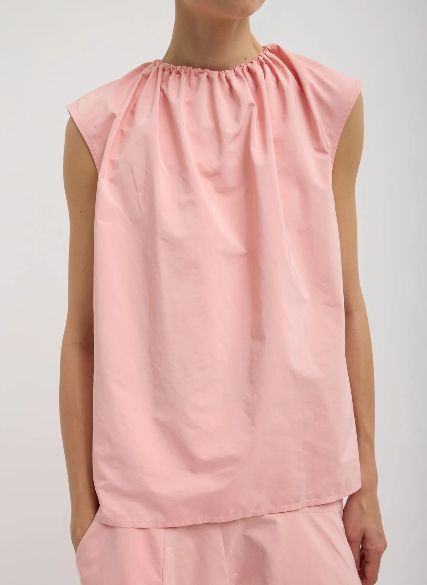 Nylon Shirred Neck Top sold by Tibi