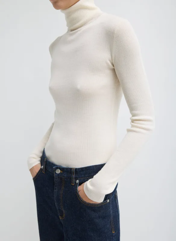 Featherweight Ribbed Sweater Turtleneck Pullover sold by Tibi