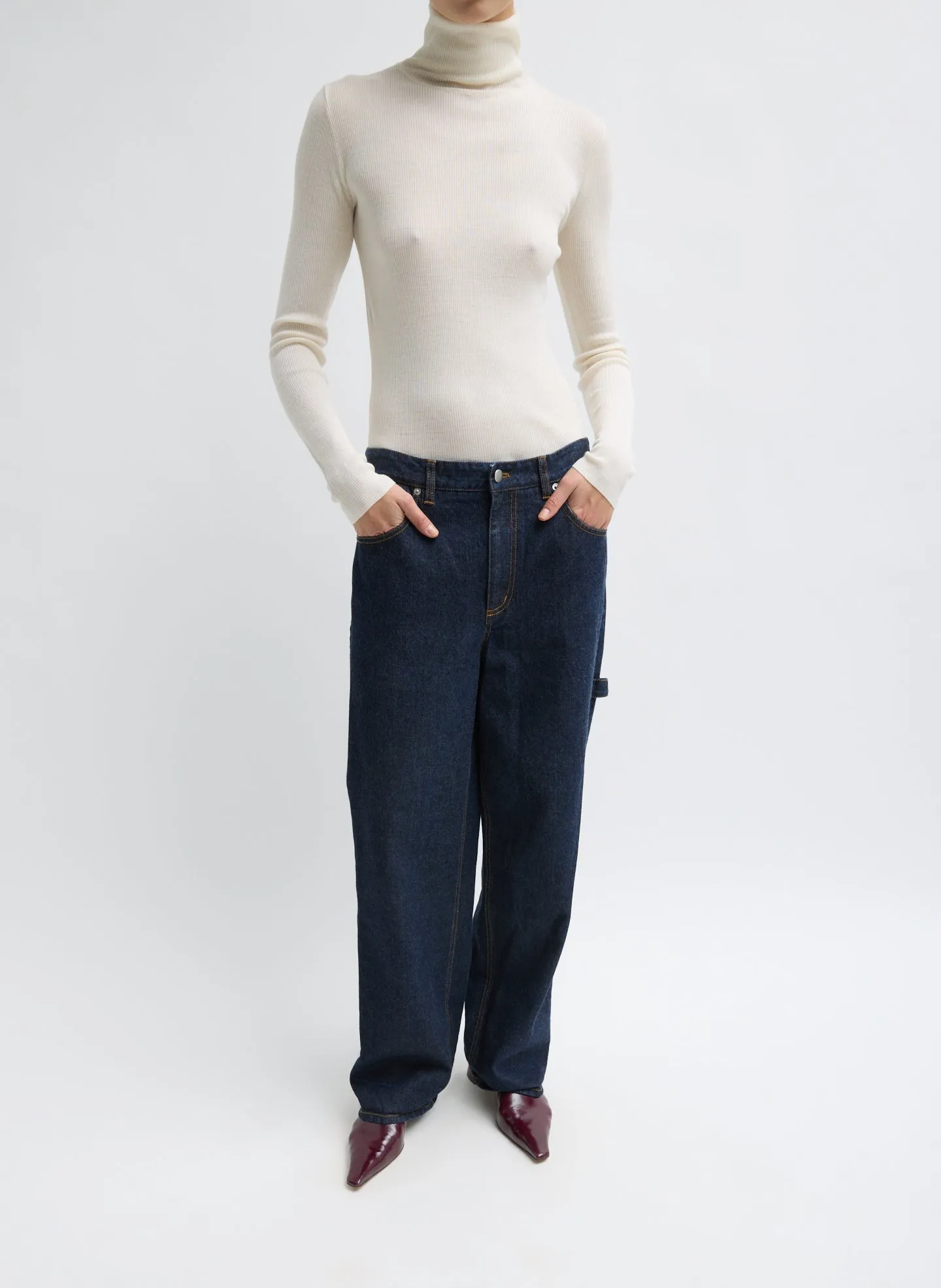 Featherweight Ribbed Sweater Turtleneck Pullover sold by Tibi product image thumbnail 5