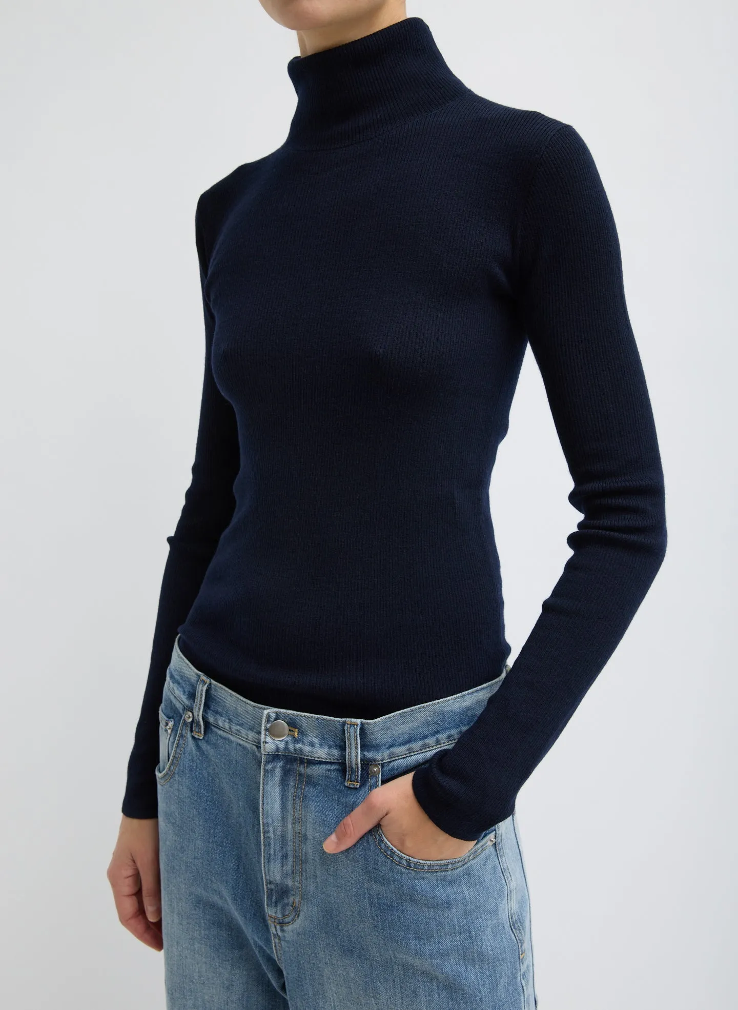 Featherweight Ribbed Sweater Turtleneck Pullover sold by Tibi