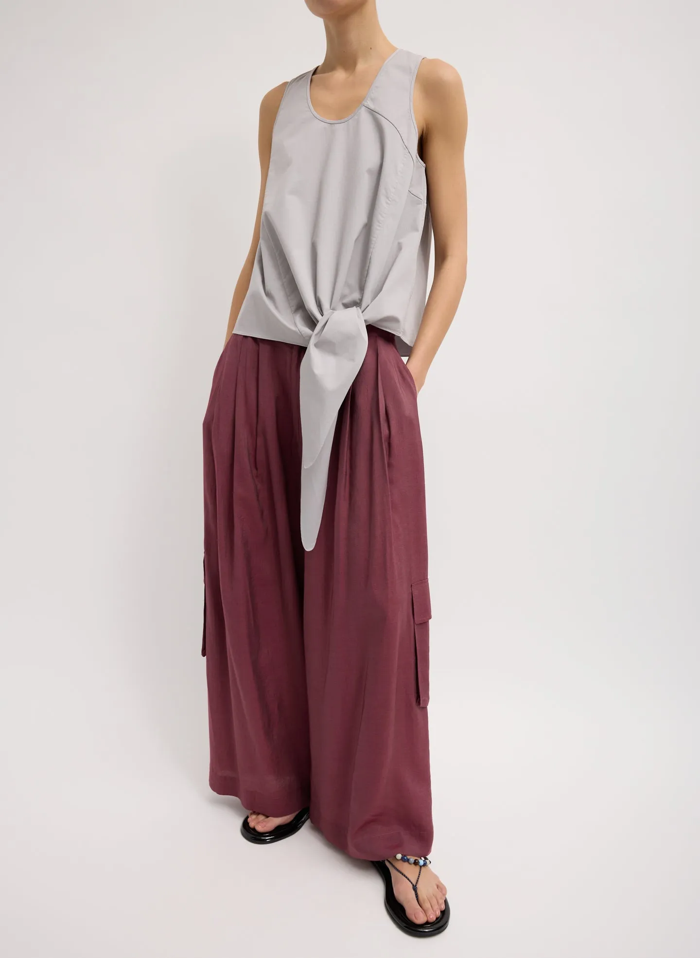 Garment Dyed Silky Cotton Tie Front Top sold by Tibi product image thumbnail 4