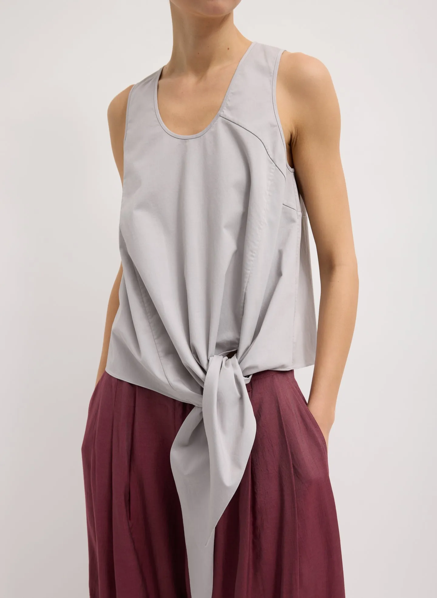 Garment Dyed Silky Cotton Tie Front Top sold by Tibi